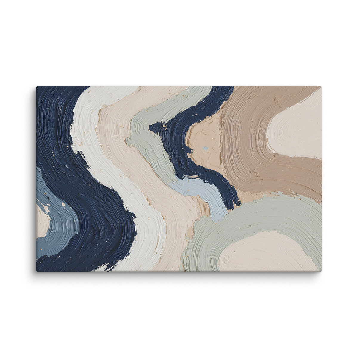 Marl canvas artwork with pale stone and soft clay tones with subtle visual texture, shown on white.