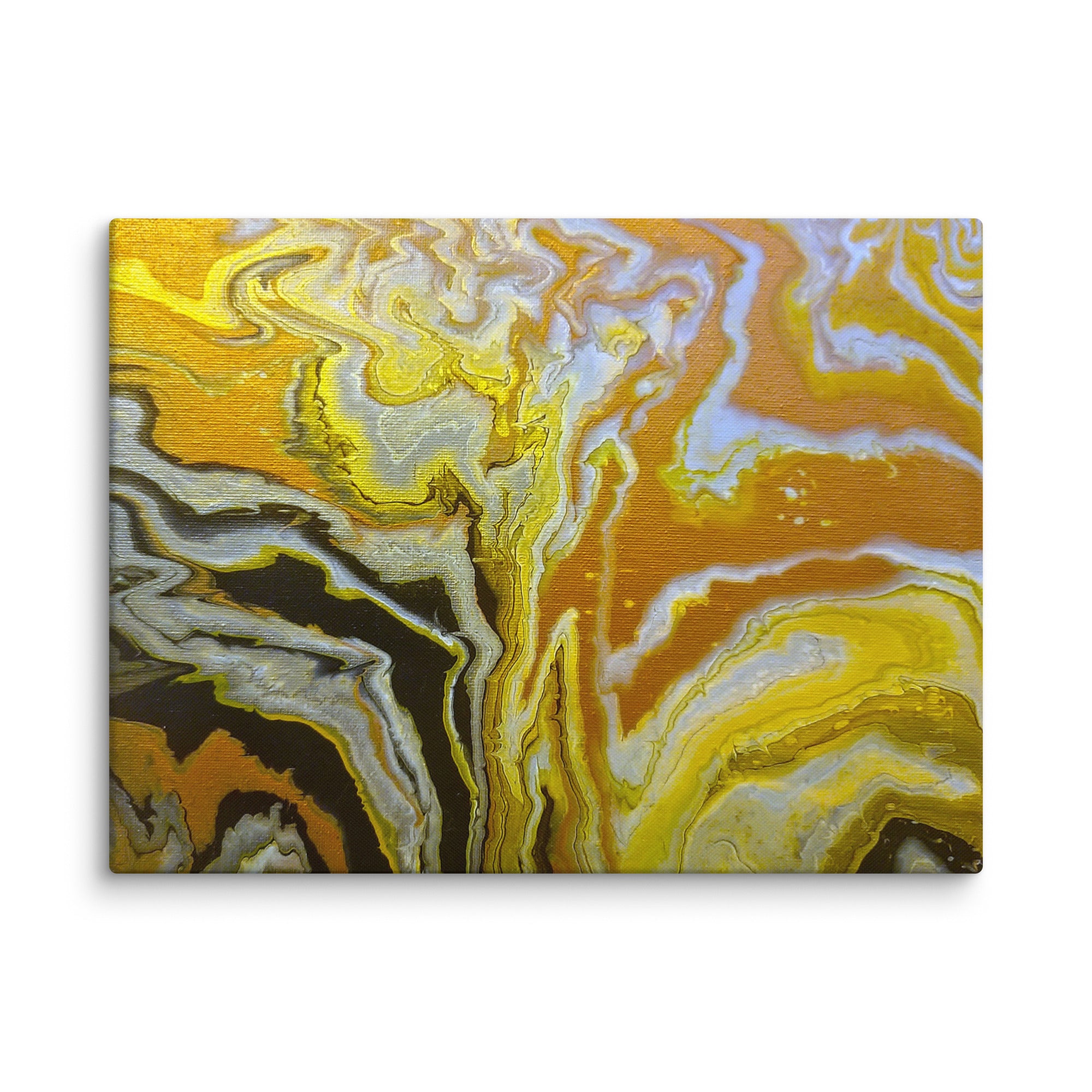 Golden Surge canvas print shown in wall display view in 6 x 6 inch universal size