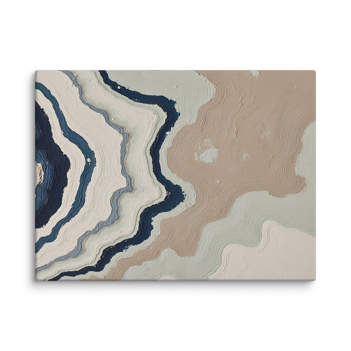 Karst canvas artwork with limestone-like textures and deep charcoal shadows, shown on white.