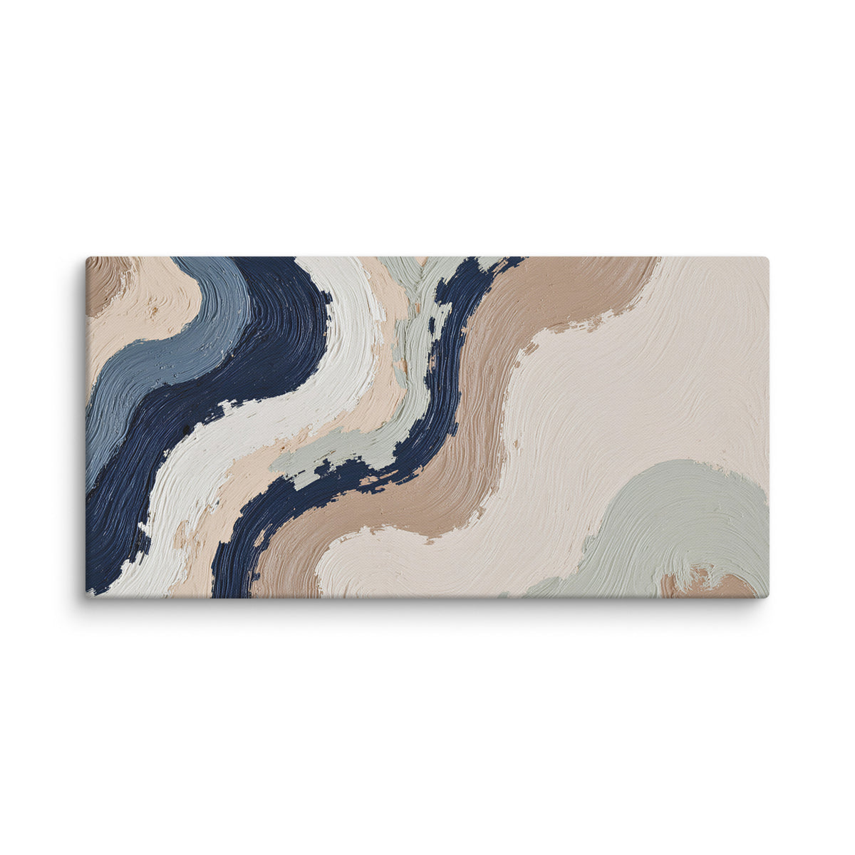 Loess canvas artwork with warm ochre, taupe and sandstone-like textures, shown on white.