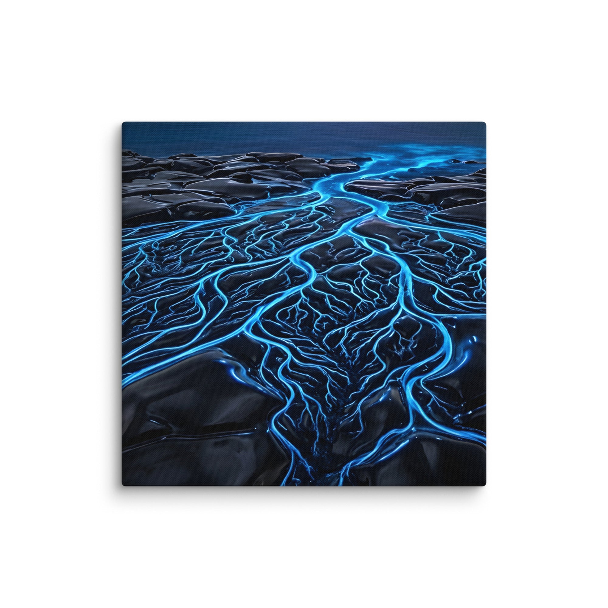 Caldera canvas print with product details shown in 37 x 37 inch statement piece