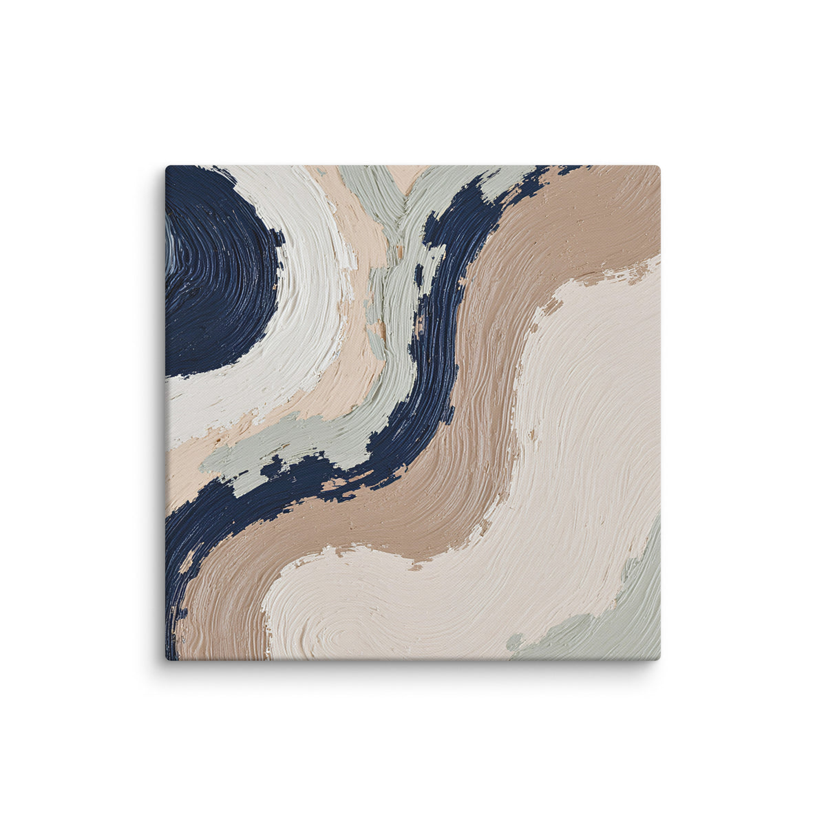 Loess canvas artwork with warm ochre, taupe and sandstone-like textures, shown on white.