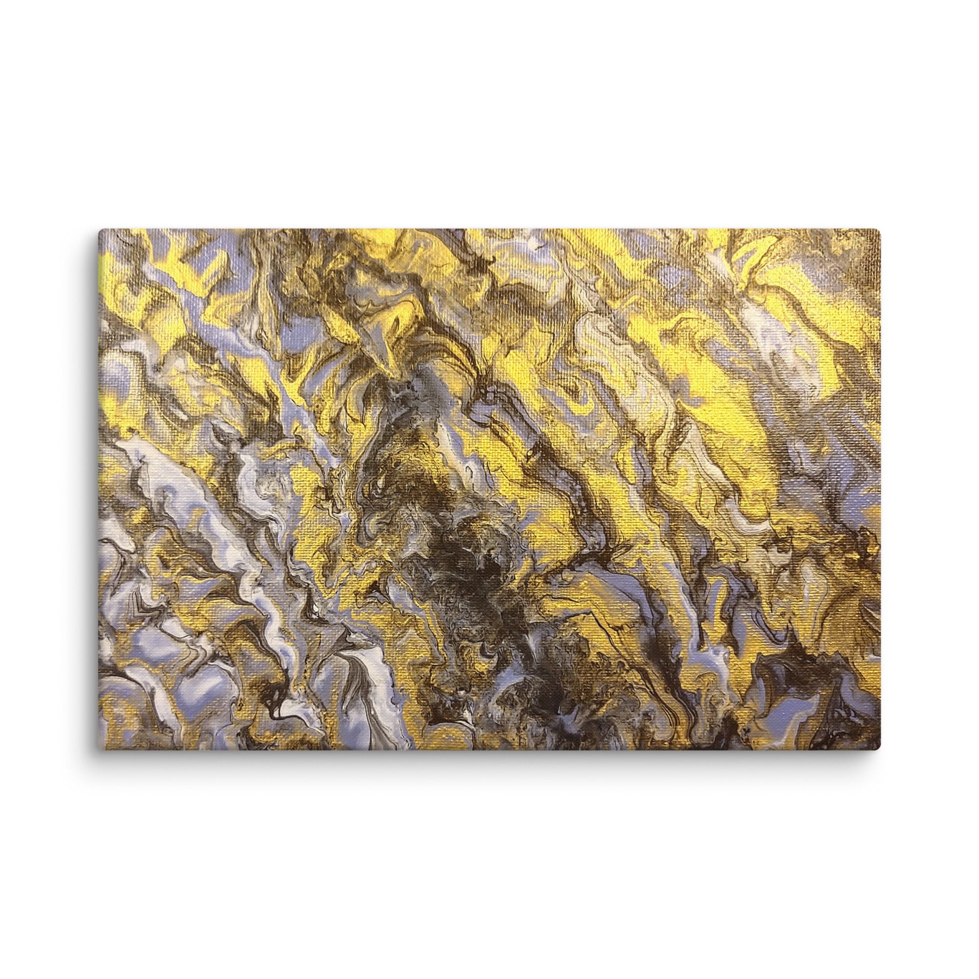 Gold Wave canvas print shown in wall display view in 24 x 32 inch large size