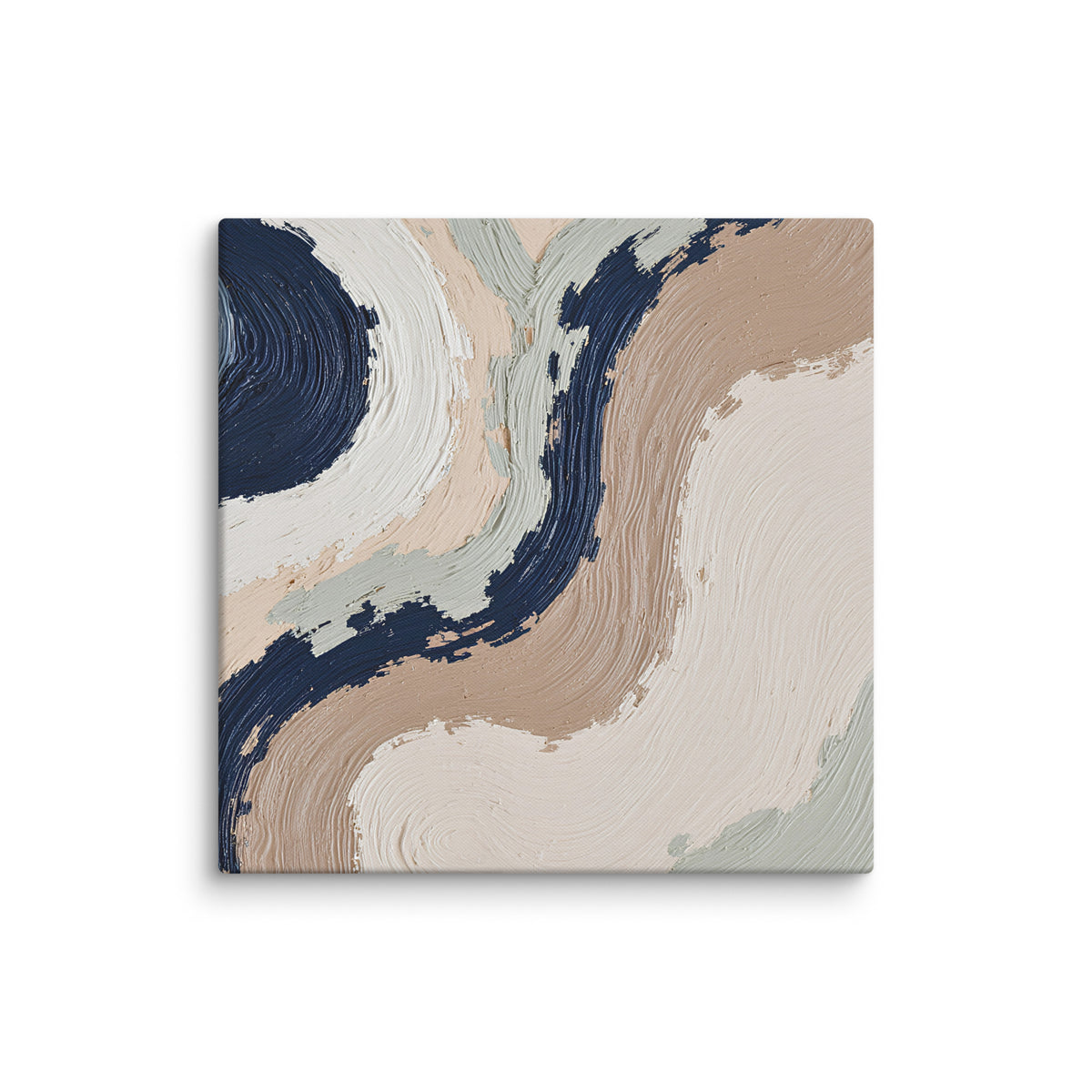 Loess canvas artwork with warm ochre, taupe and sandstone-like textures, shown on white.