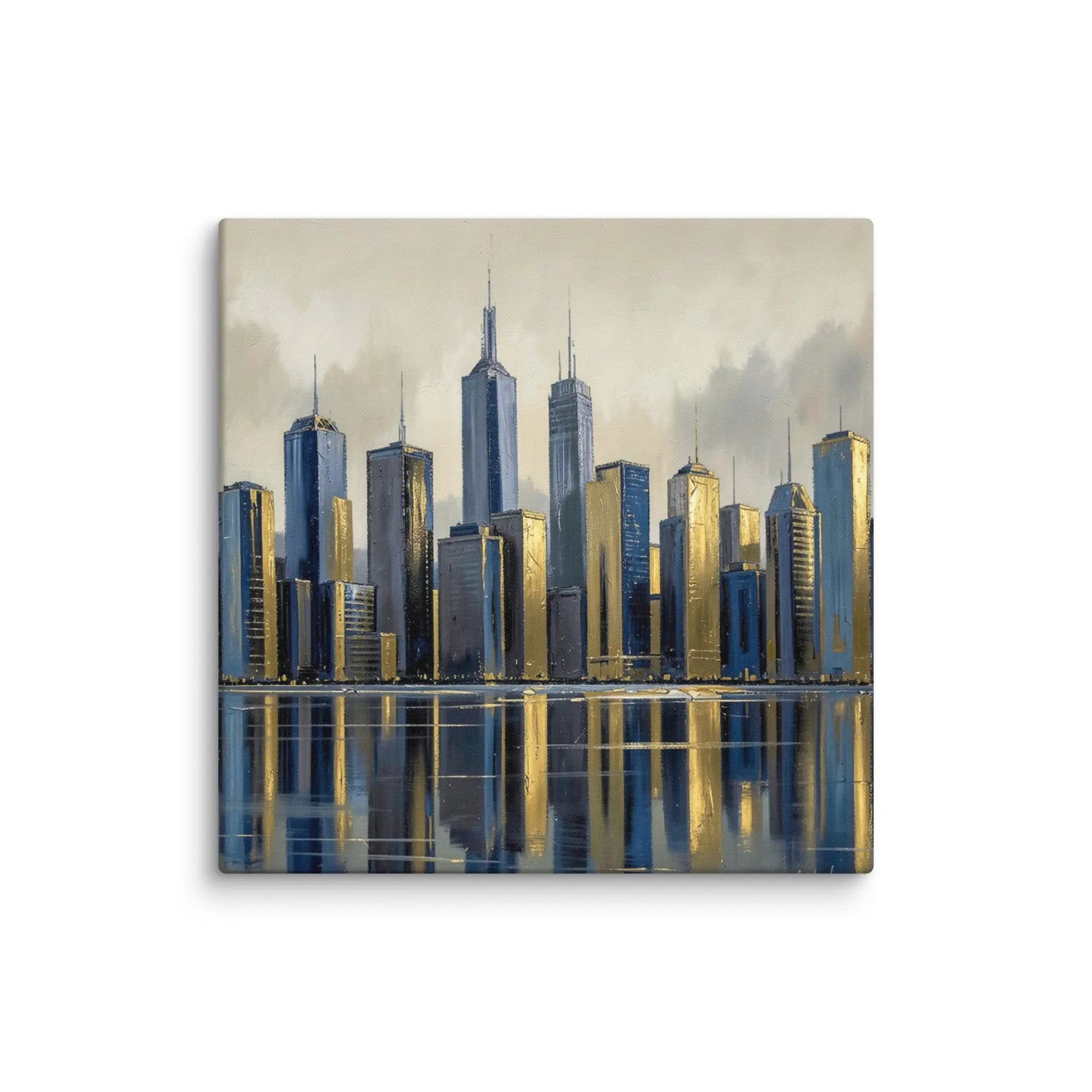Lumina canvas skyline with product details shown in 37 x 37 inch statement piece