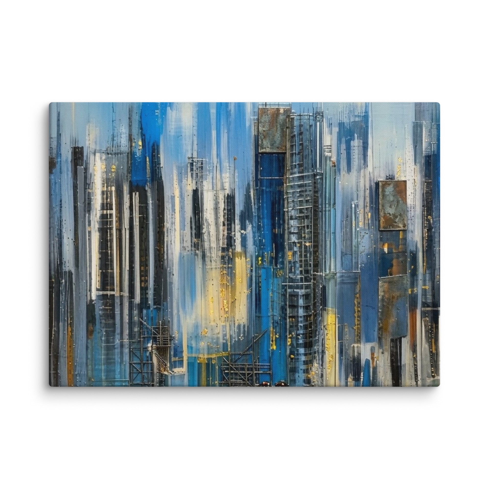 Facade canvas print shown in wall display view in 30 x 30 inch statement piece