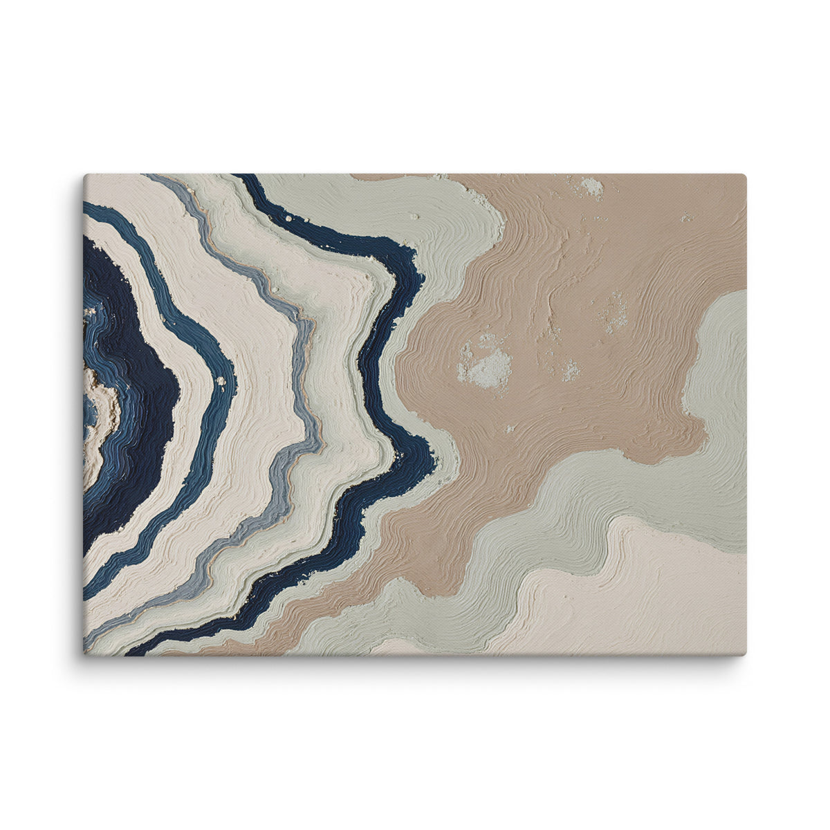 Karst canvas artwork with limestone-like textures and deep charcoal shadows, shown on white.