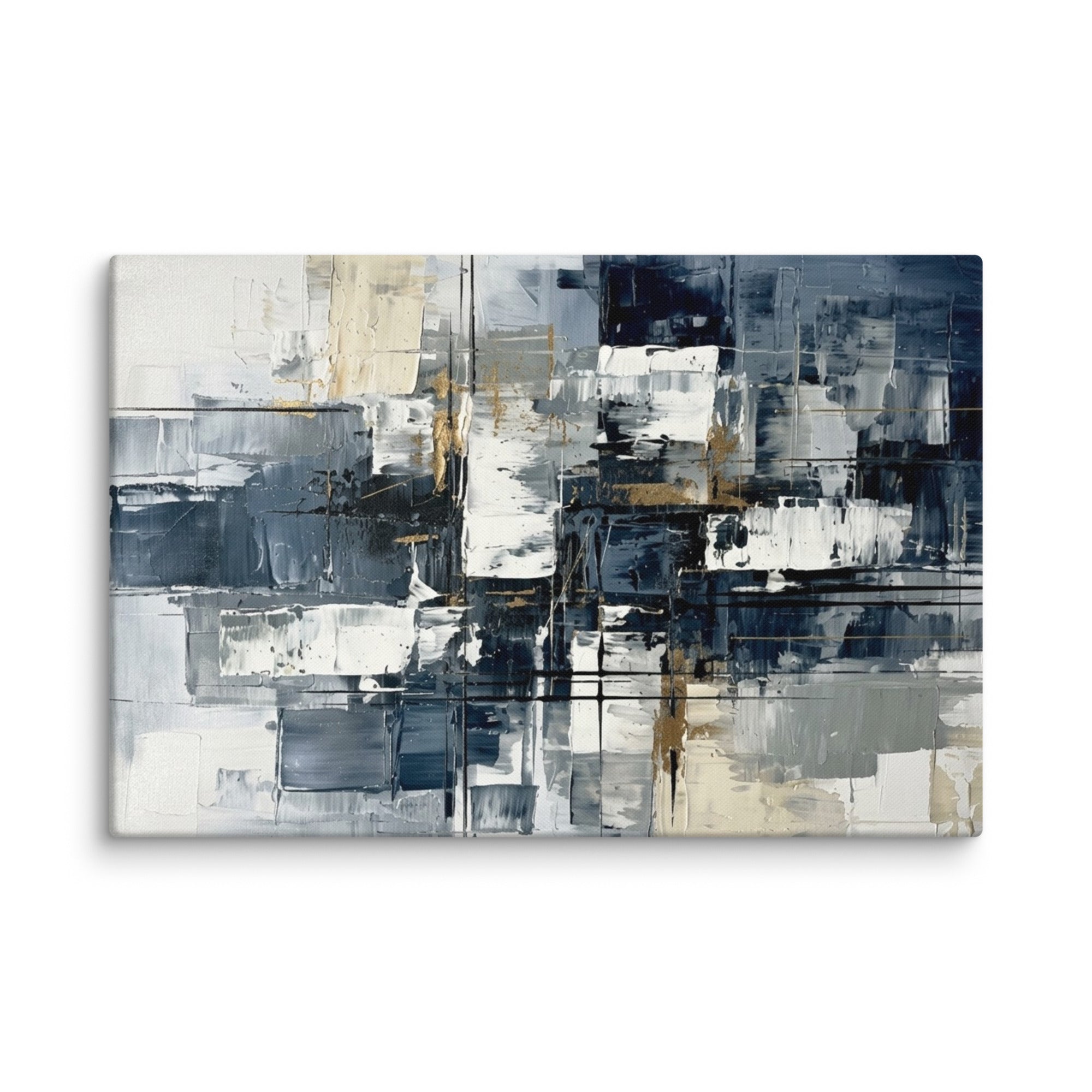 Calamity canvas urban with product details shown in 40 x 60 inch statement piece