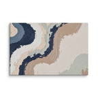 Loess canvas artwork with warm ochre, taupe and sandstone-like textures, shown on white.