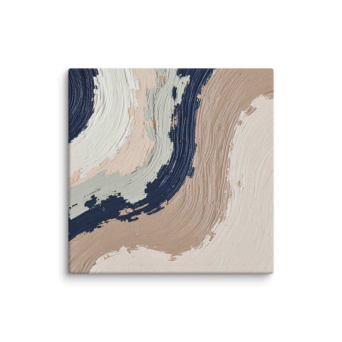 Loess canvas artwork with warm ochre, taupe and sandstone-like textures, shown on white.