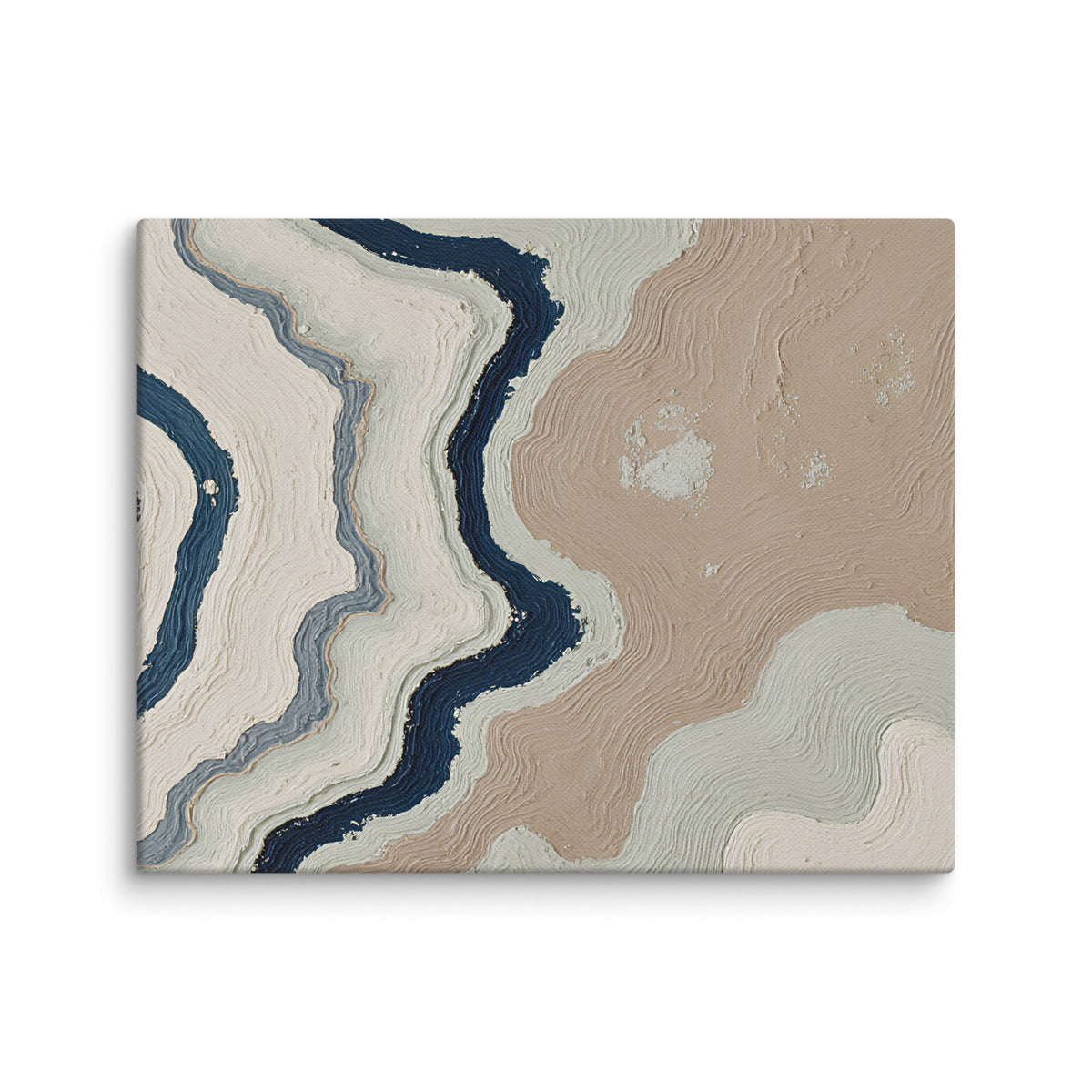 Karst canvas artwork with limestone-like textures and deep charcoal shadows, shown on white.