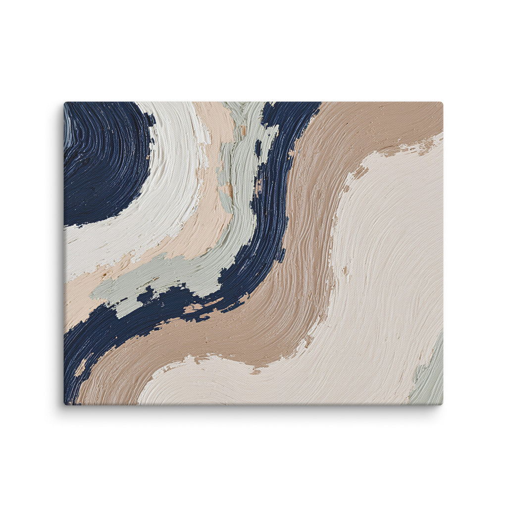 Loess canvas artwork with warm ochre, taupe and sandstone-like textures, shown on white.
