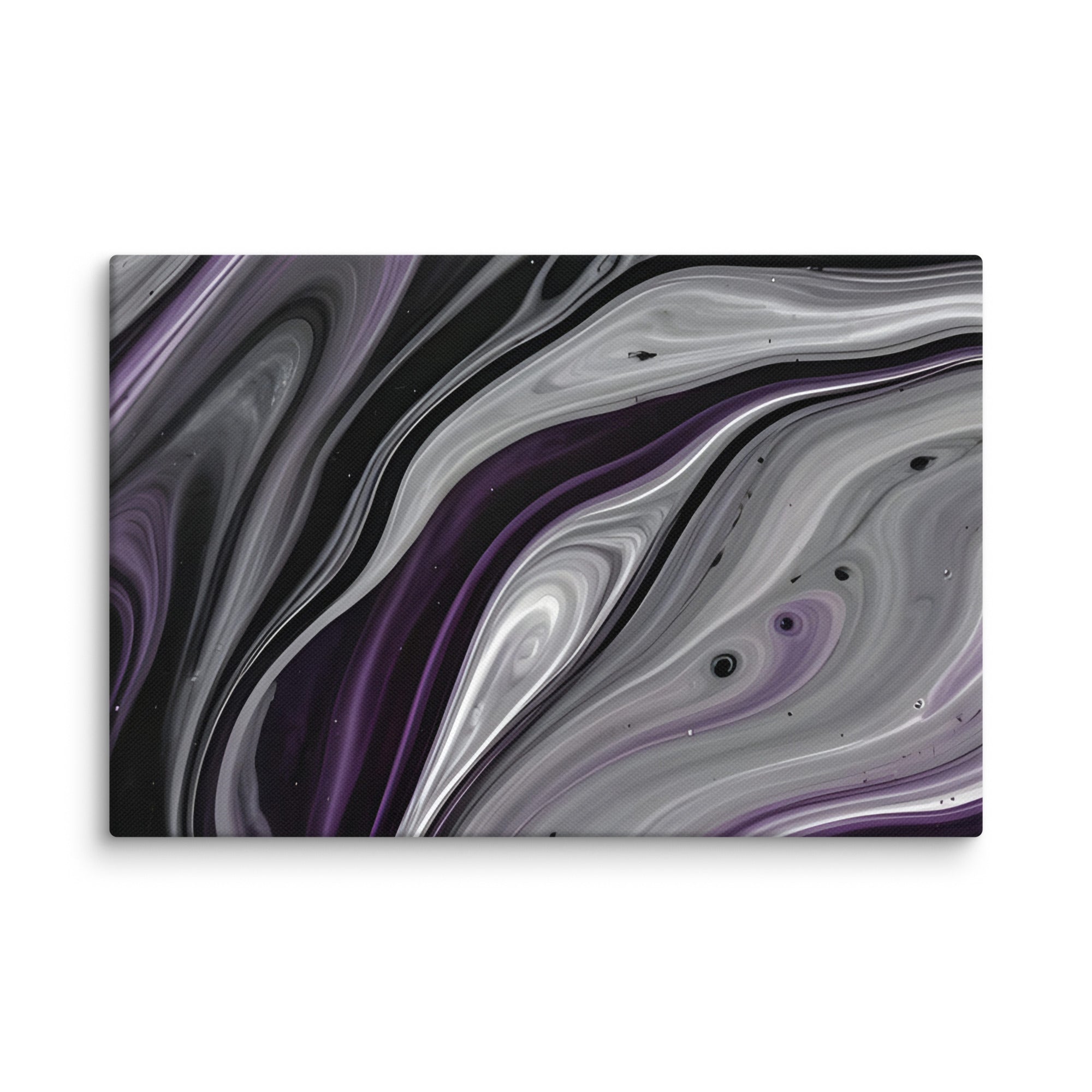 Amethyst Flow canvas print with product details shown in 30 x 30 inch statement piece