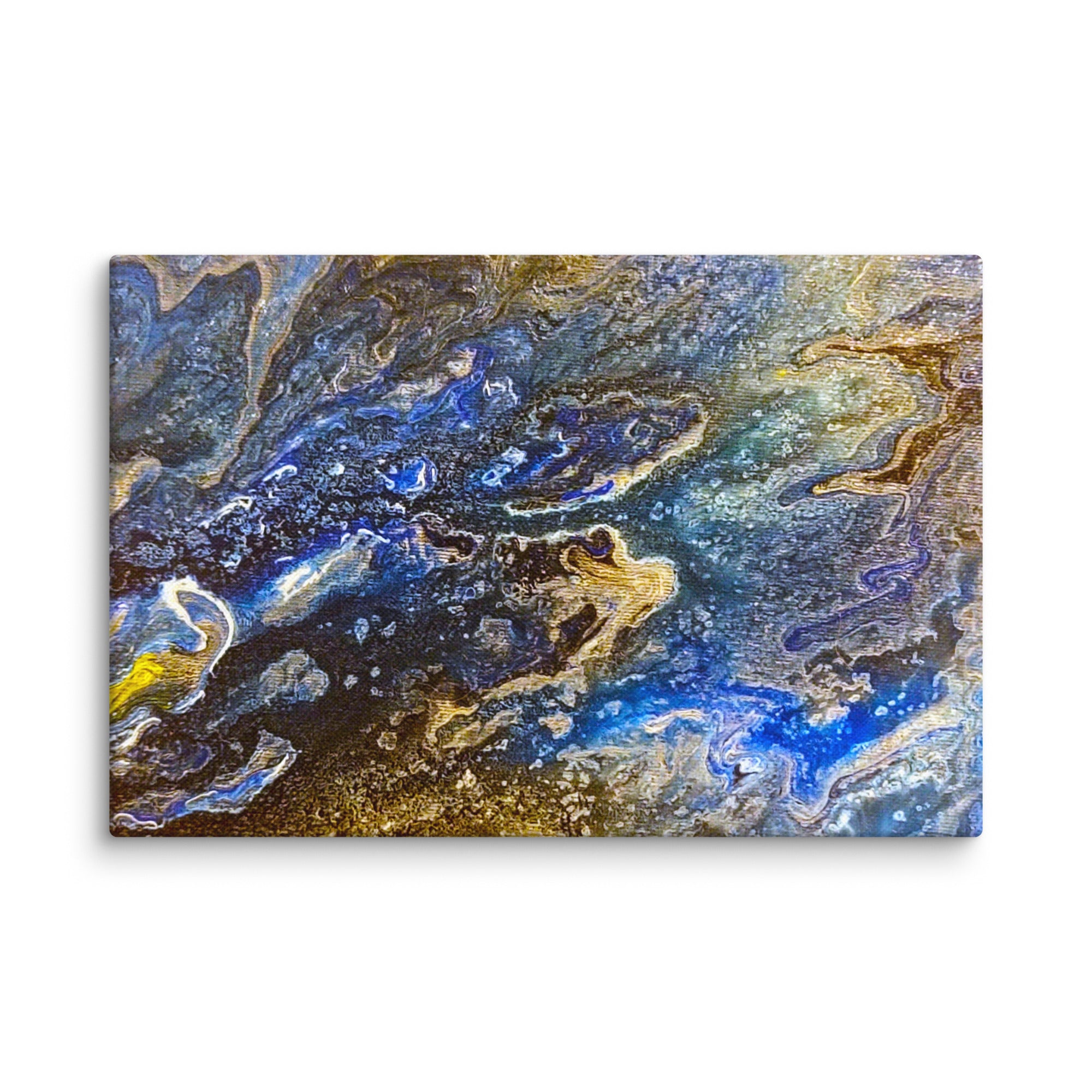 Distant Life canvas print with product details shown in 30 x 30 inch statement piece