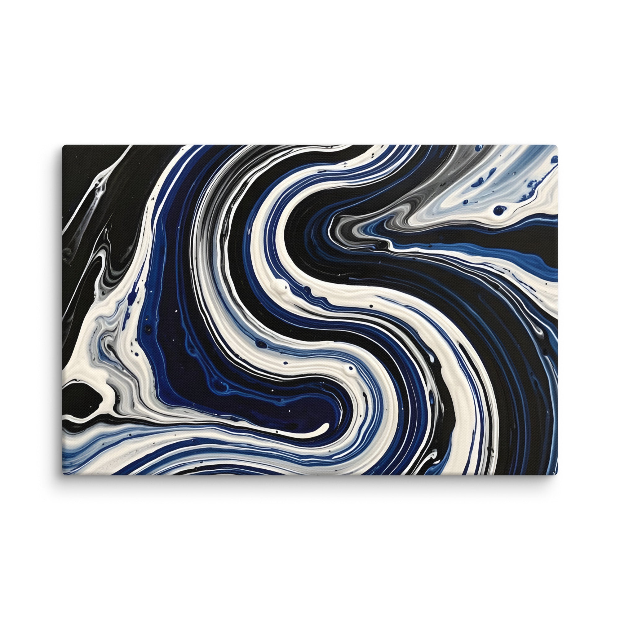Midnight Surge canvas print with product details shown in 30 x 30 inch statement piece