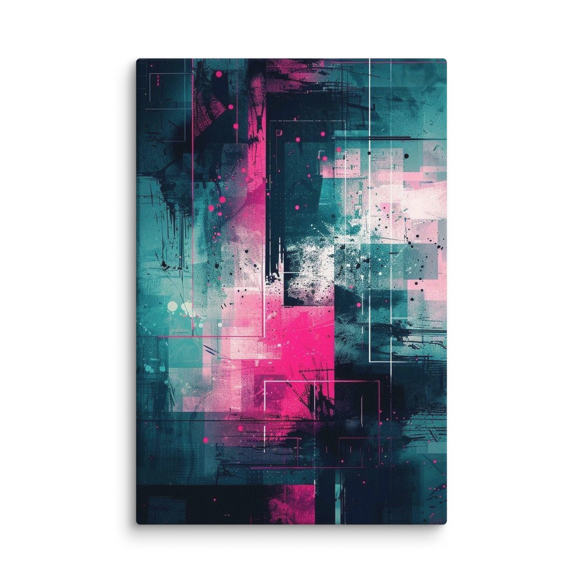 Neona canvas print with product details shown in 30 x 30 inch statement piece