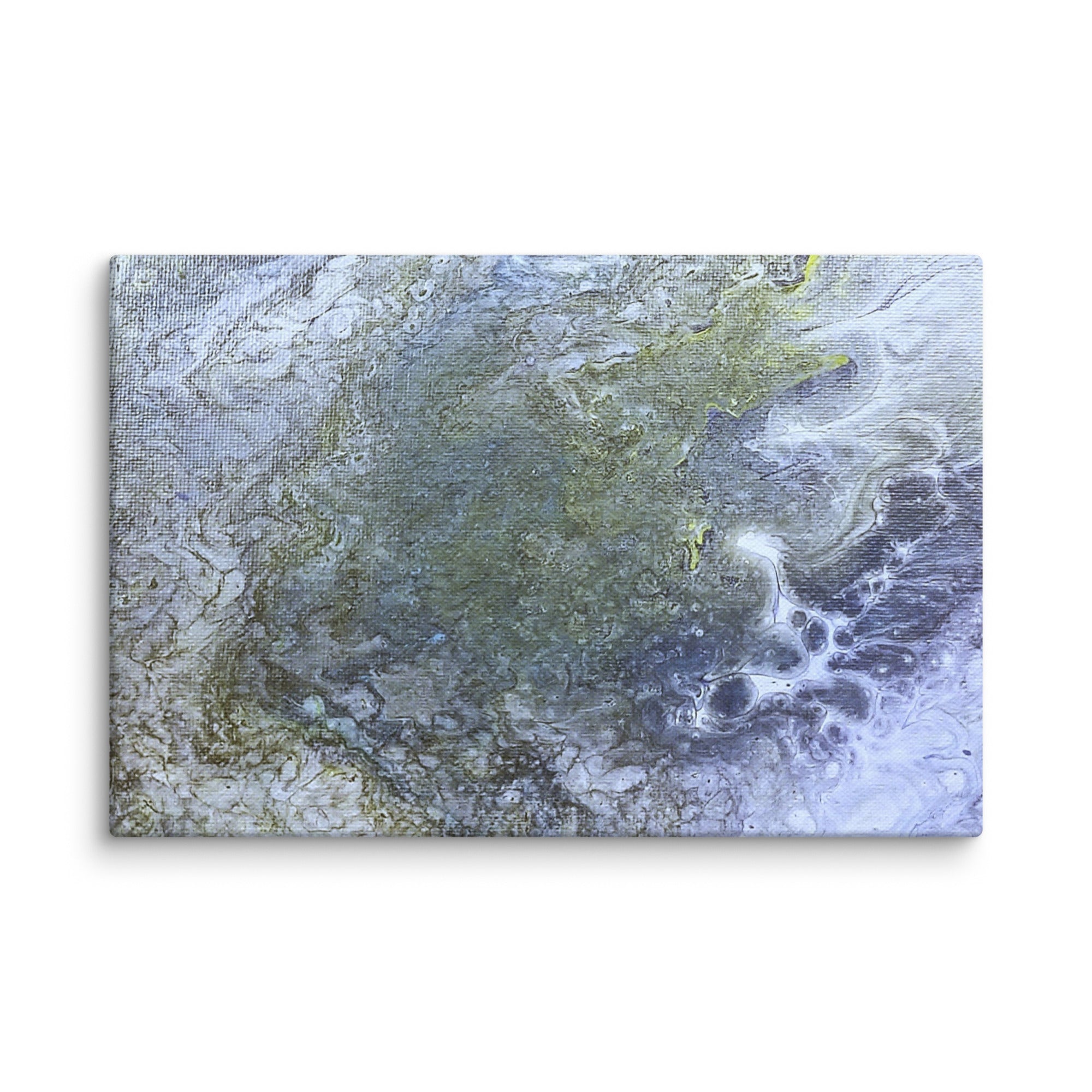 Shallows canvas studio series with product details shown in 30 x 30 inch statement piece