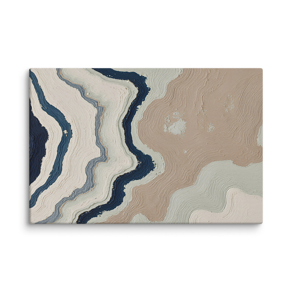 Karst canvas artwork with limestone-like textures and deep charcoal shadows, shown on white.