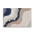 Loess canvas artwork with warm ochre, taupe and sandstone-like textures, shown on white.