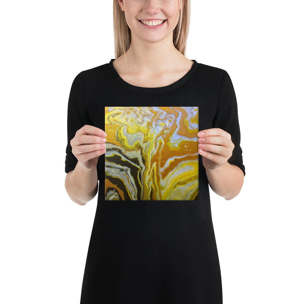Golden Surge canvas print with product details shown in 12 x 12 inch universal size