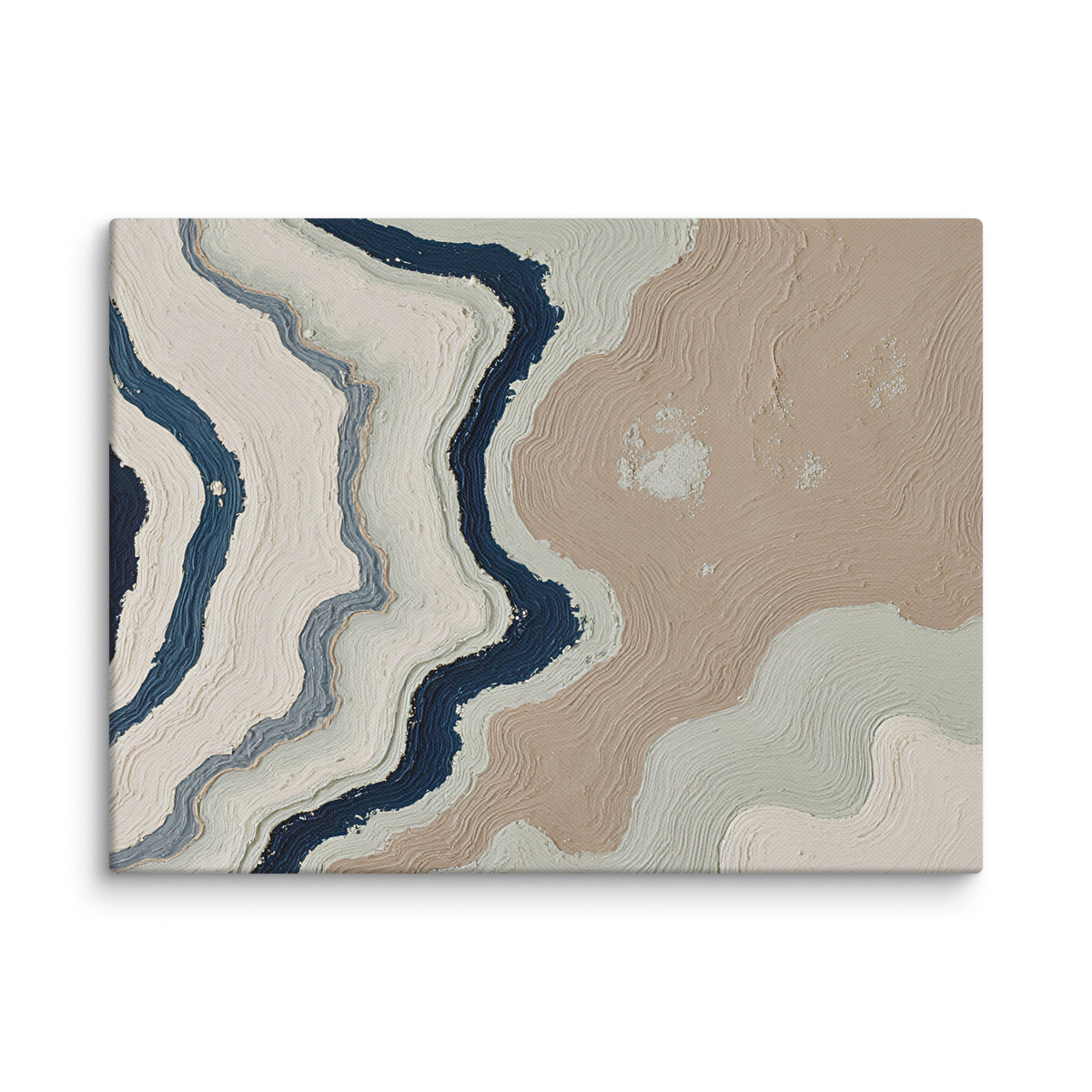 Karst canvas artwork with limestone-like textures and deep charcoal shadows, shown on white.