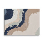 Loess canvas artwork with warm ochre, taupe and sandstone-like textures, shown on white.