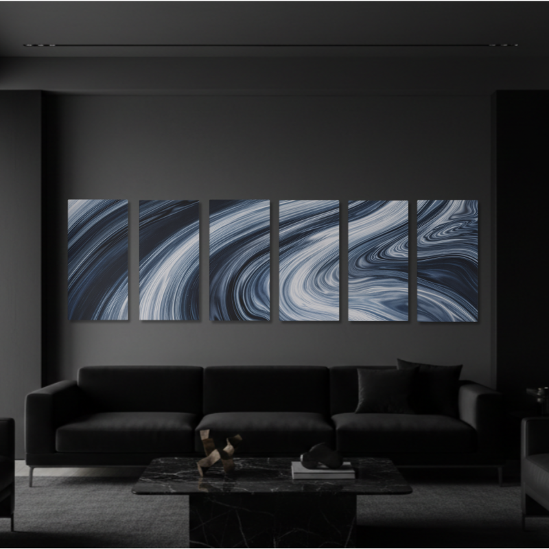 Vortex wall art product image as a bundle hexad 6-panel signature in 16 x 32 inch large size