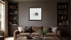 Flume framed paper at 16x16 inch (square) scale in a premium residential lounge/library