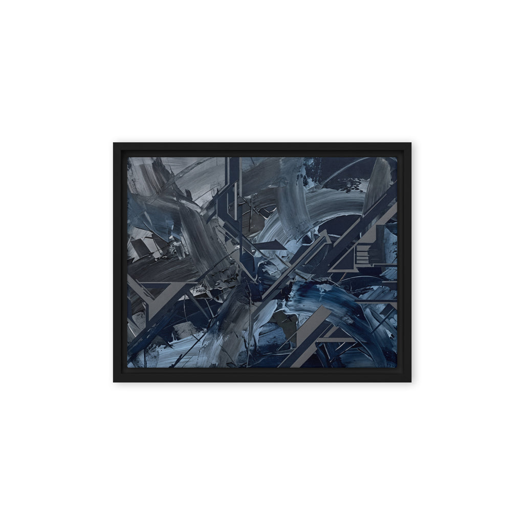 Torrent wall art product image as a framed canvas urban in black frame, 12 x 16 inch universal size