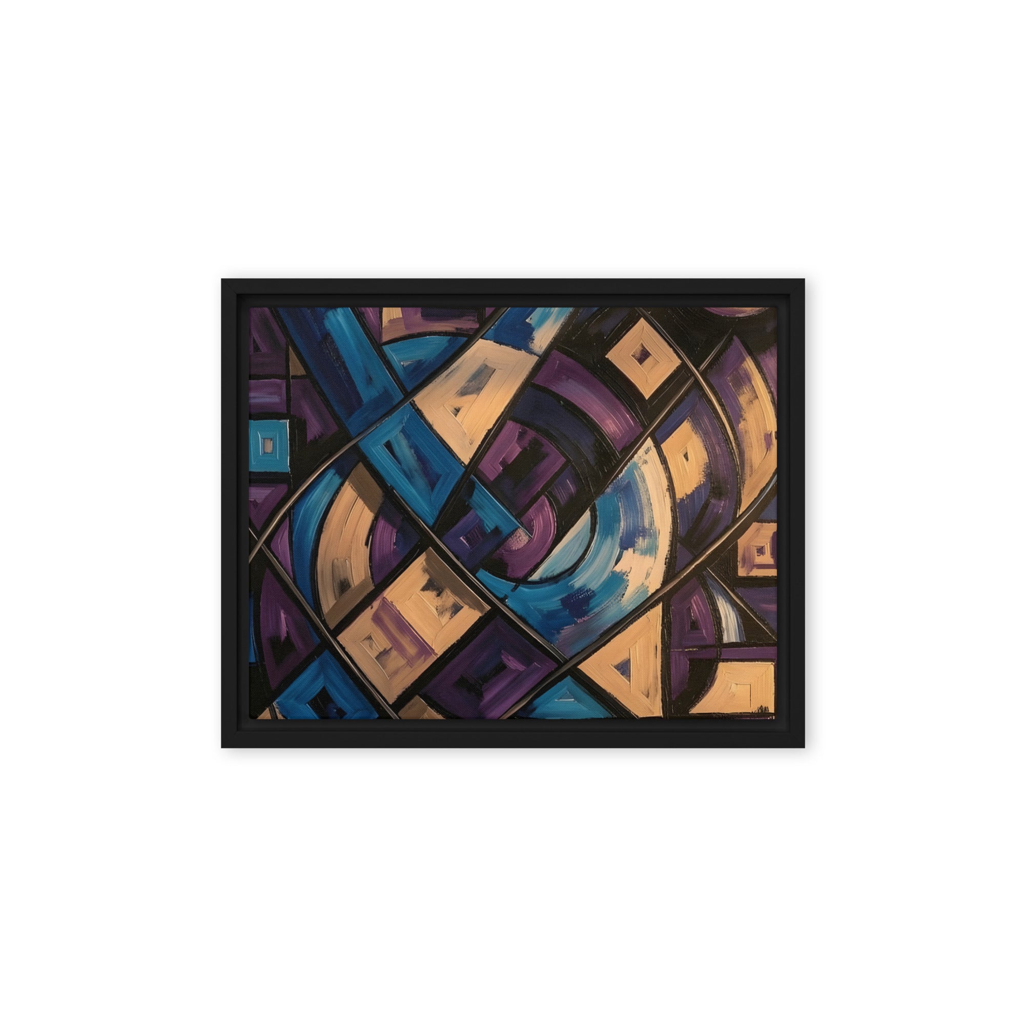 Relic framed canvas print shown in front view in black frame, 11 x 14 inch universal size