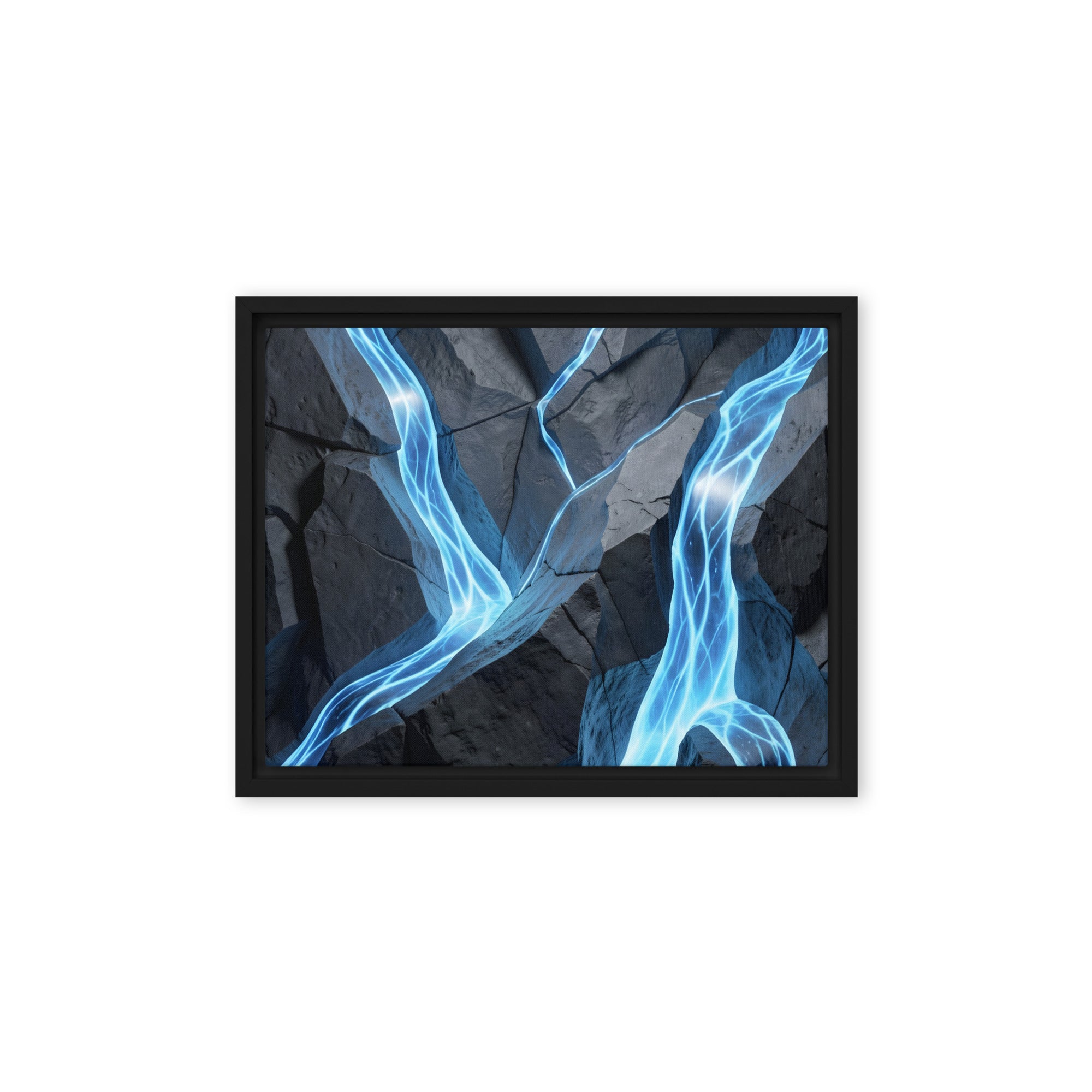 Tephra framed canvas print, front view in black frame, 18 x 24 inch large size