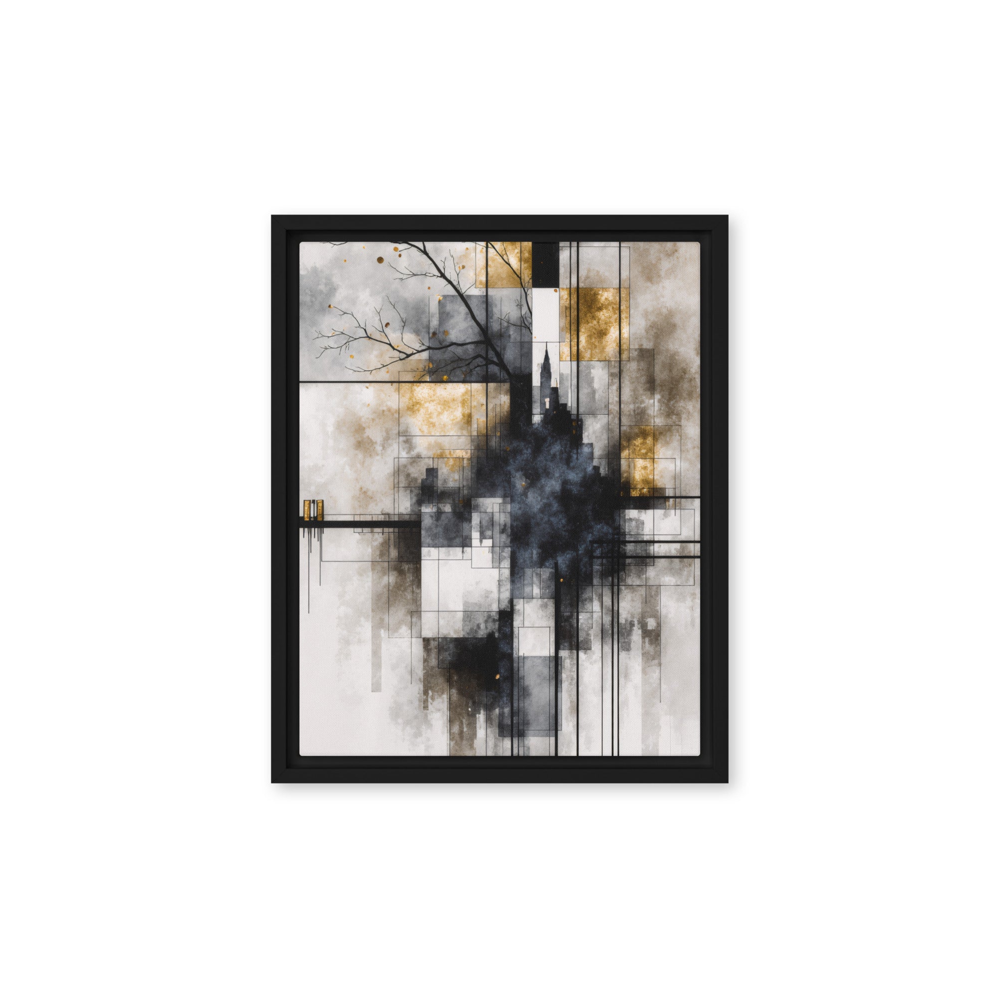 Alchemy framed canvas print, front view in black frame, 18 x 24 inch large size