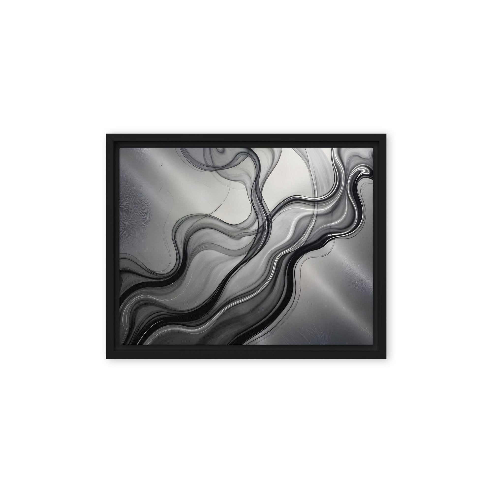 Smoke framed canvas print, front view in black frame, 18 x 24 inch large size