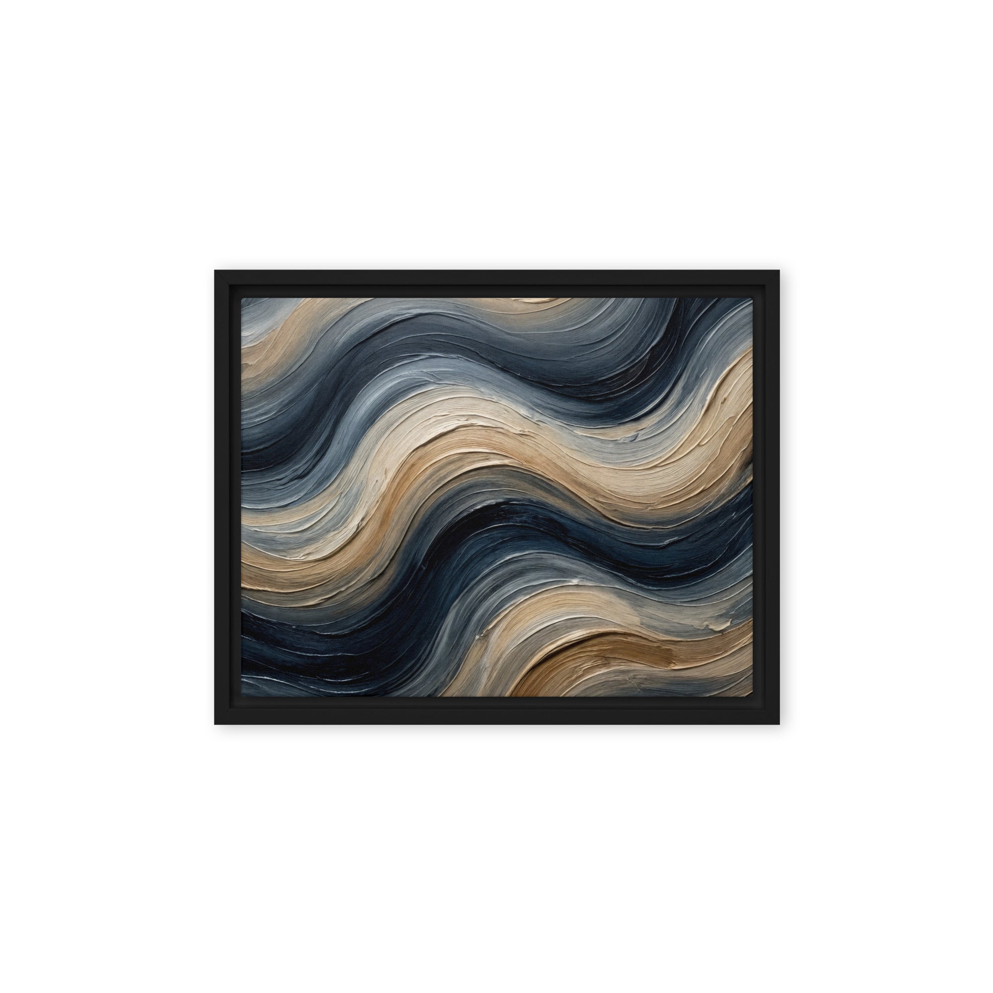 Conform framed canvas print with product details shown in black frame, 16 x 20 inch universal size