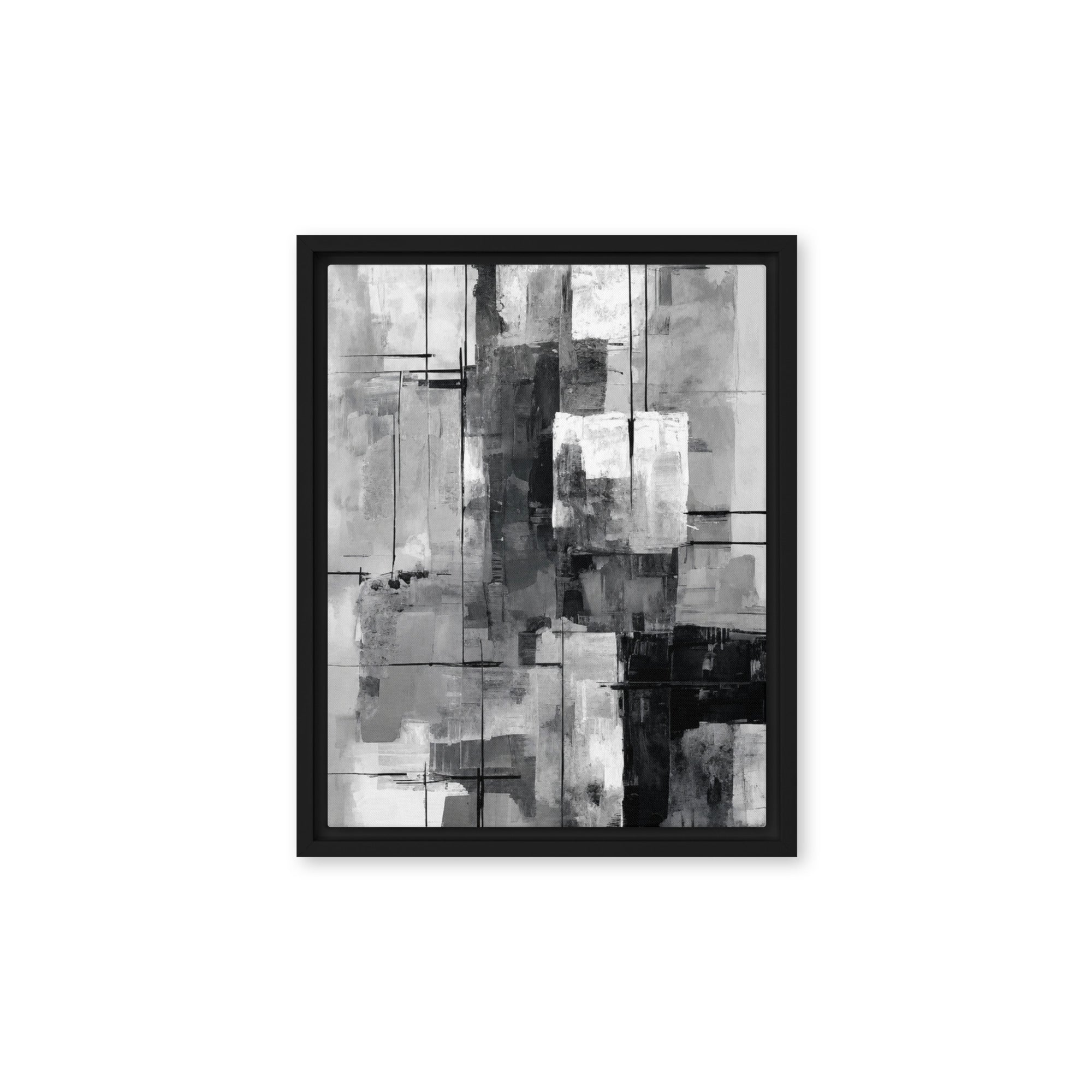 Align framed canvas print with product details shown in black frame, 16 x 20 inch universal size