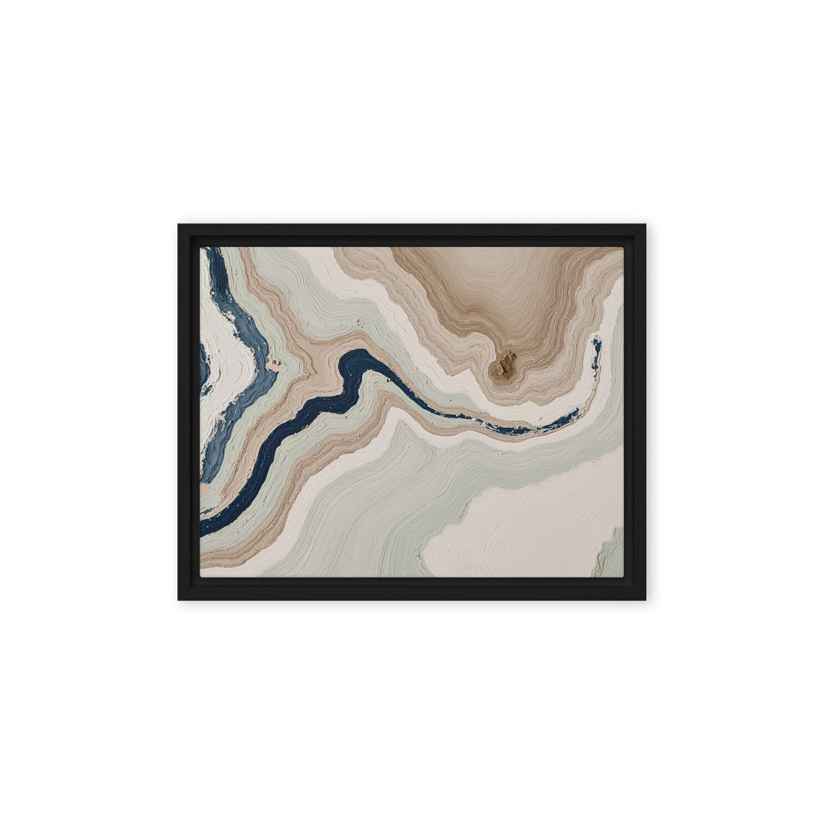 Terrace framed canvas artwork with stepped stone-like shelves and warm mineral gradients, shown on white.