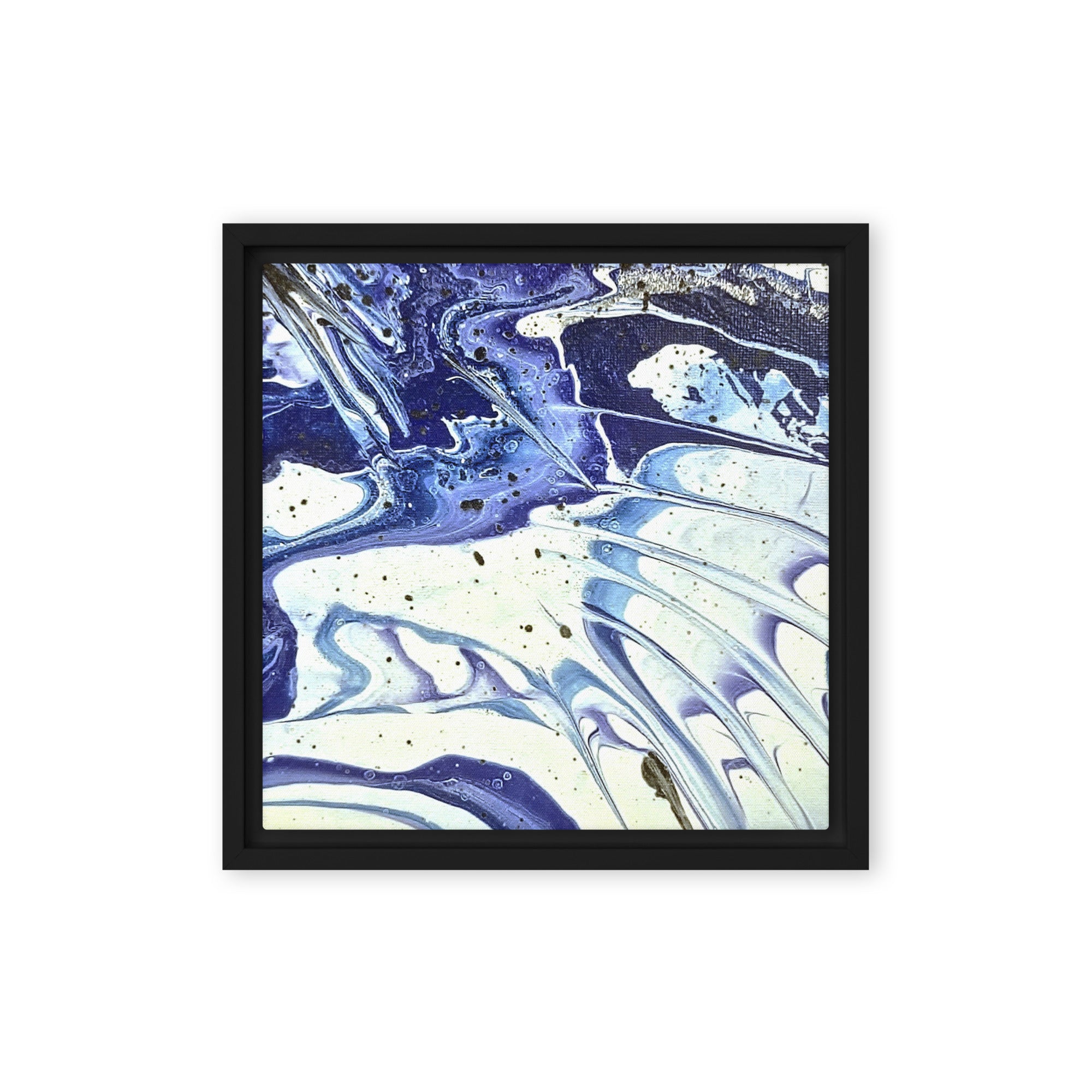 Cobalt framed canvas print product image in black frame, 20 x 28 inch large size
