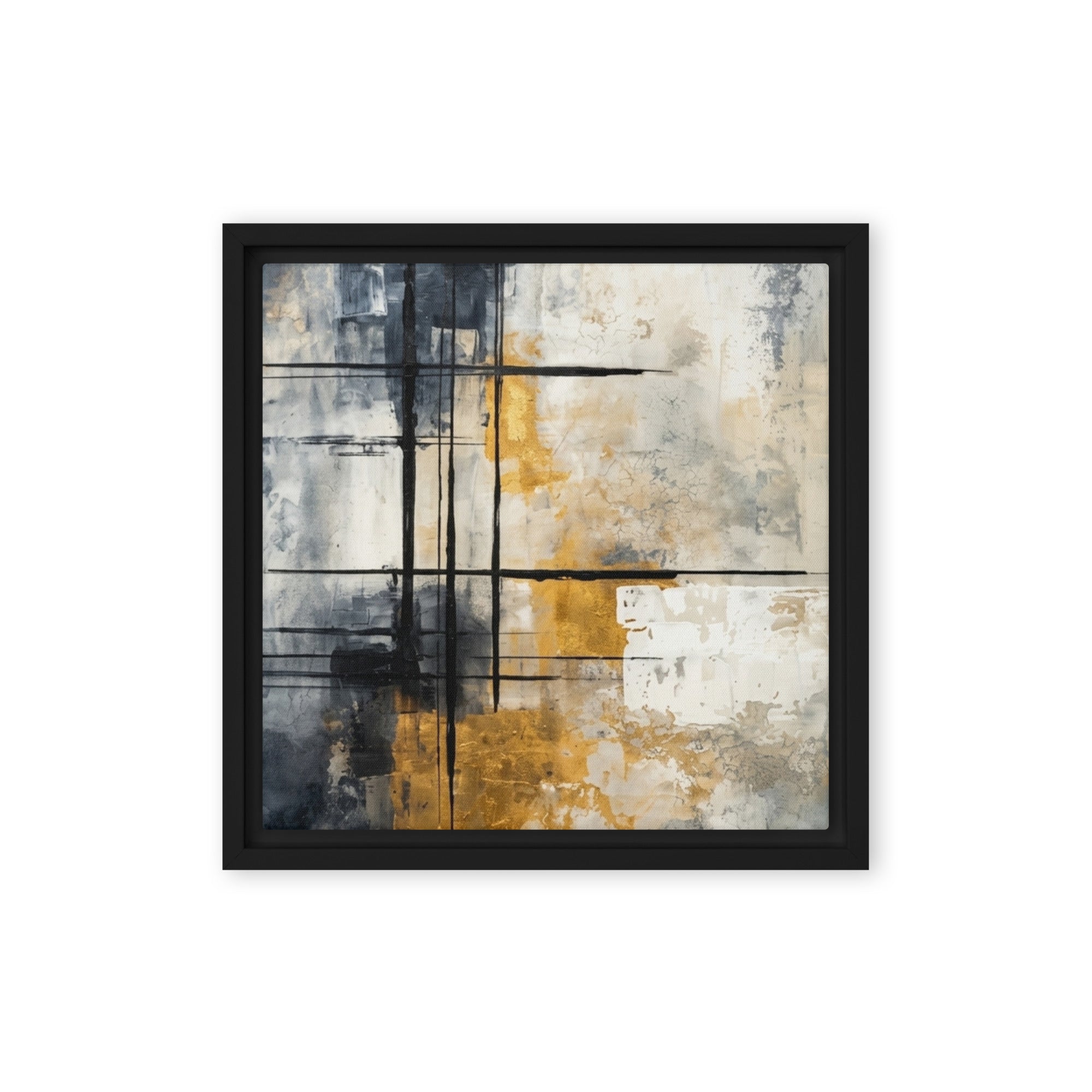 Elite framed canvas print with product details shown in black frame, 18 x 24 inch large size