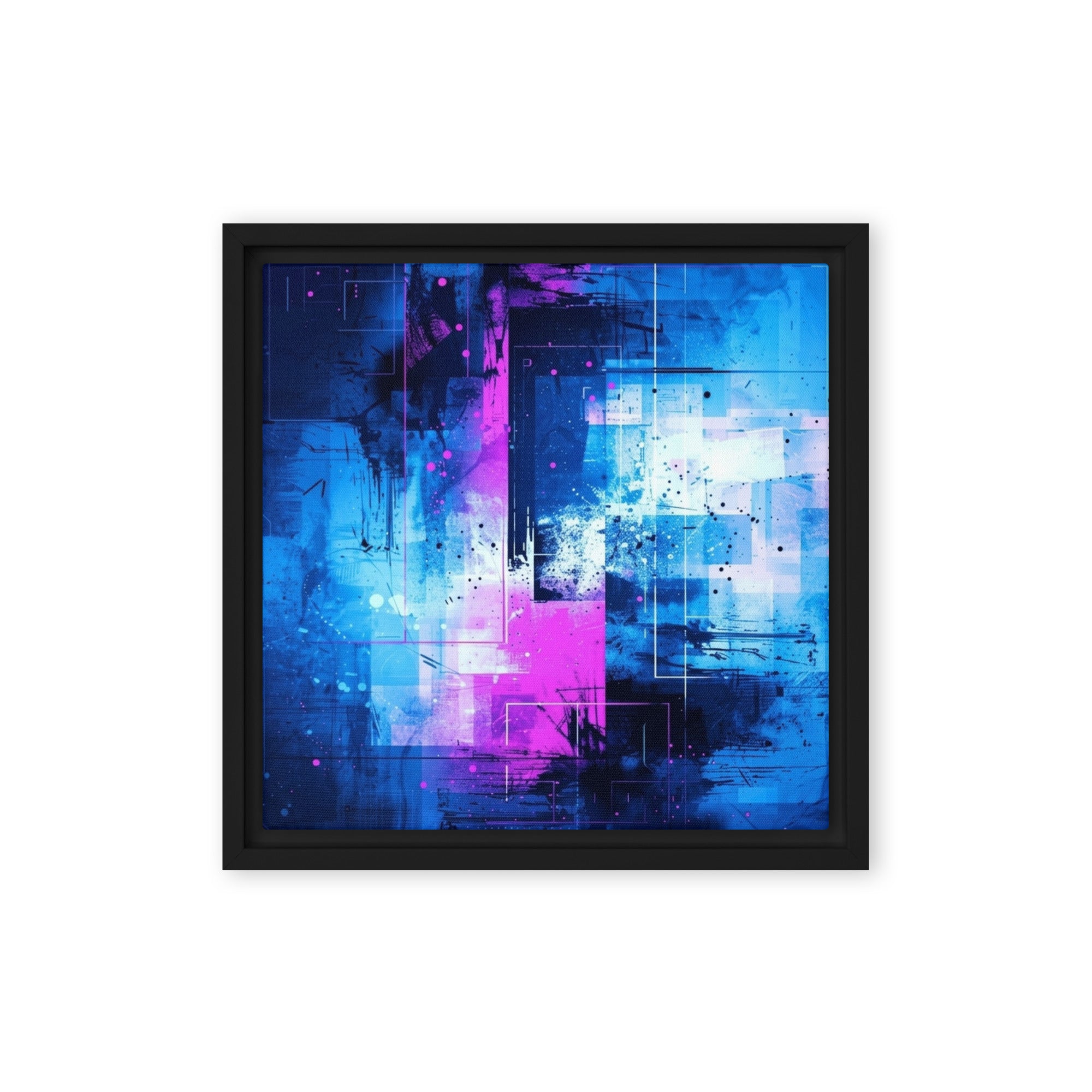 Neon framed canvas print shown in front view in black frame, 20 x 30 inch large size