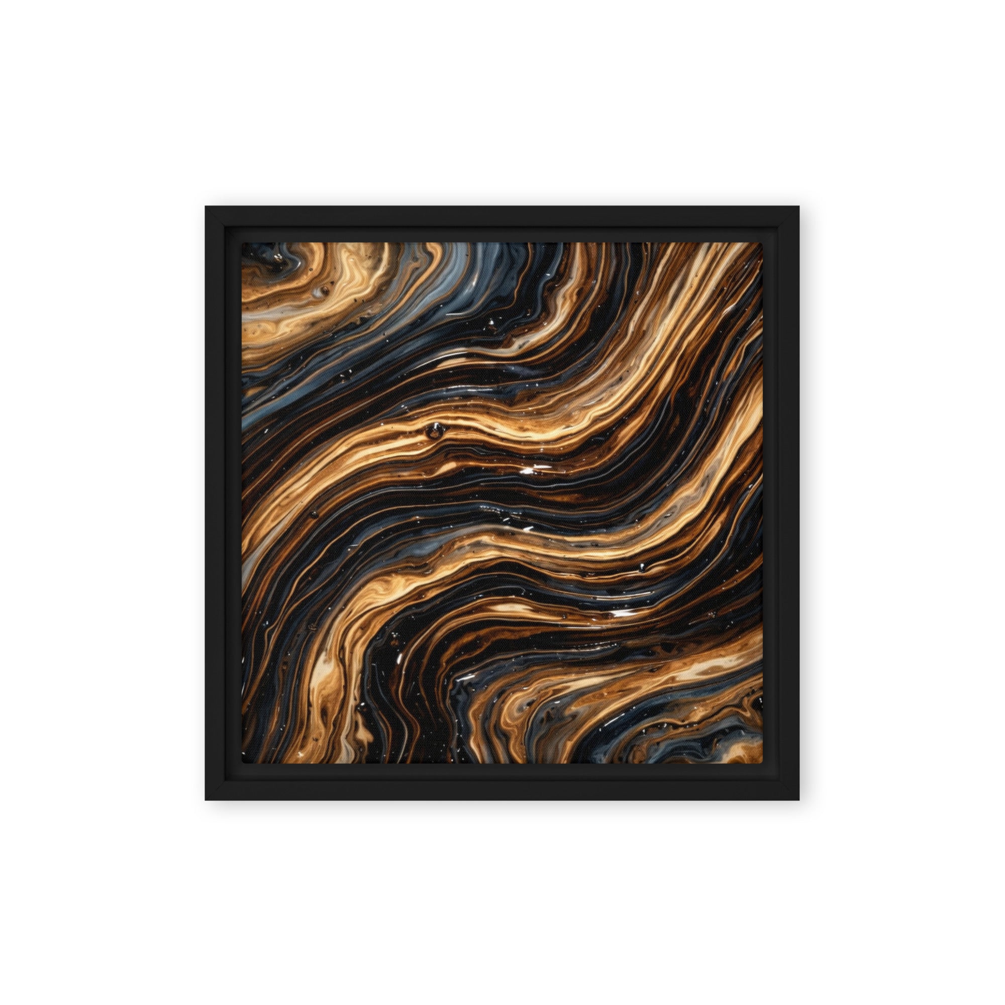 Amber framed canvas print shown in front view in black frame, 20 x 30 inch large size