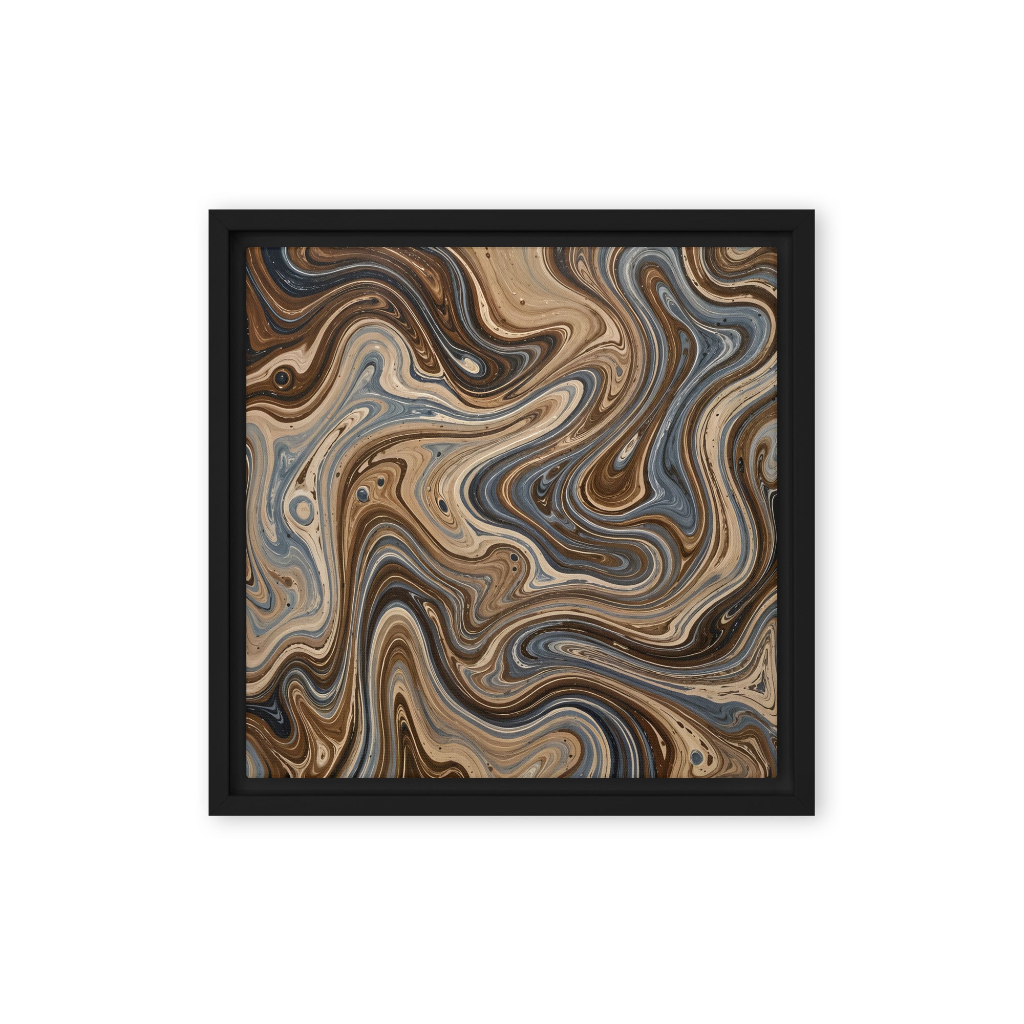 Café Mocha framed canvas print shown in front view in black frame, 20 x 30 inch large size