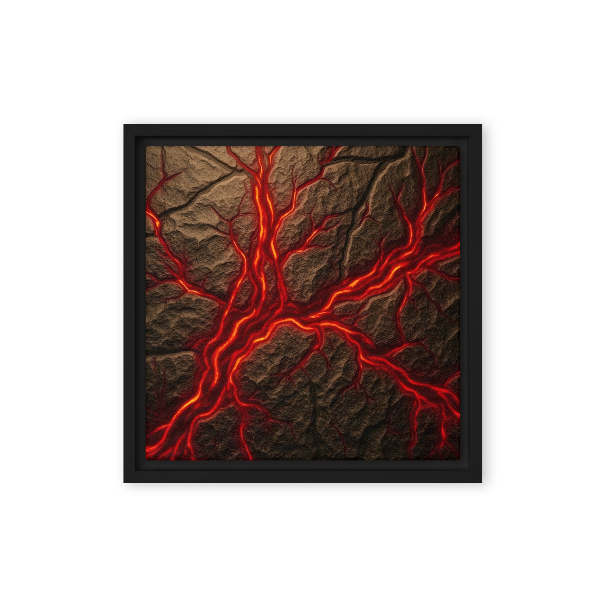 Magma framed canvas print shown in front view in black frame, 20 x 30 inch large size