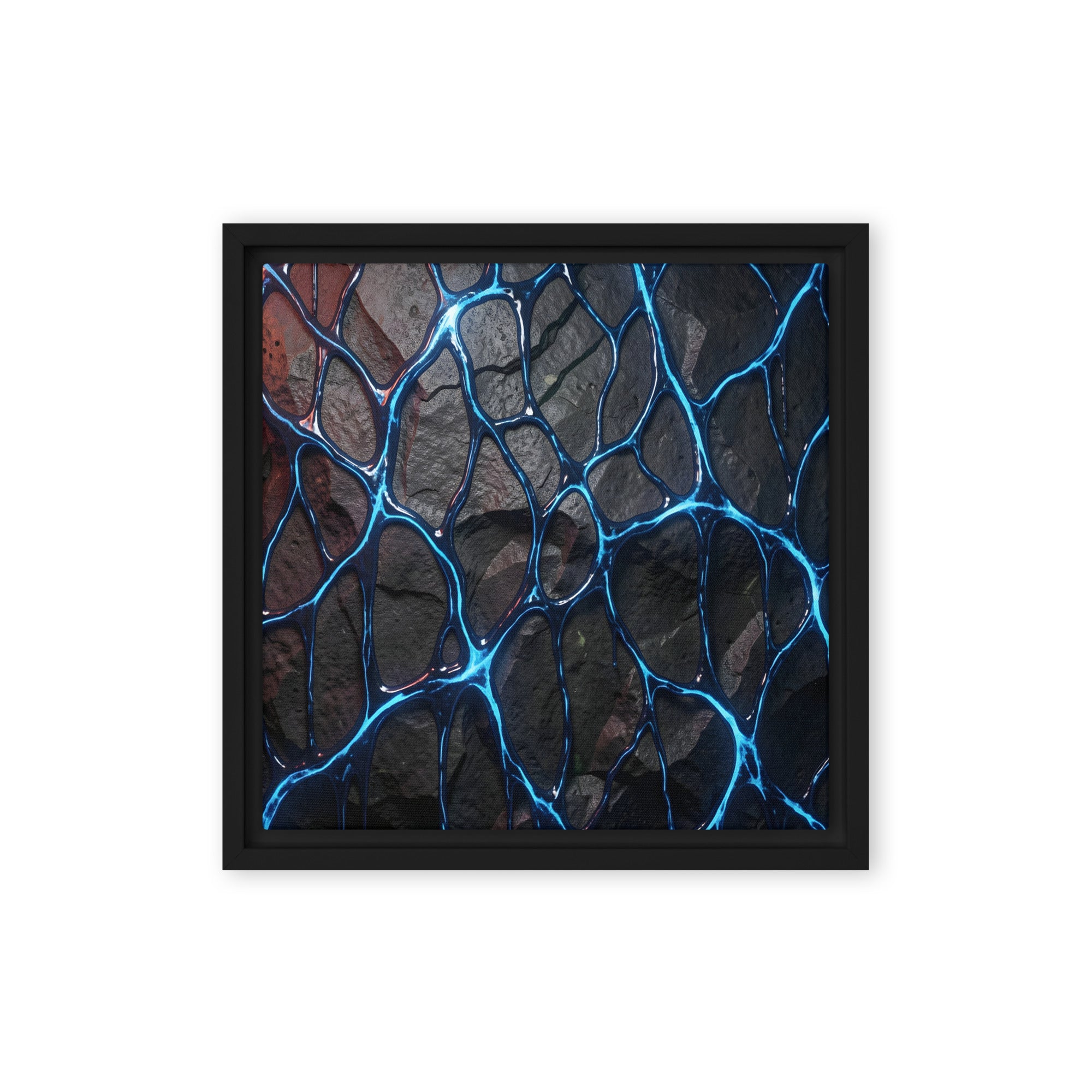 Magmatic framed canvas print shown in front view in black frame, 20 x 30 inch large size