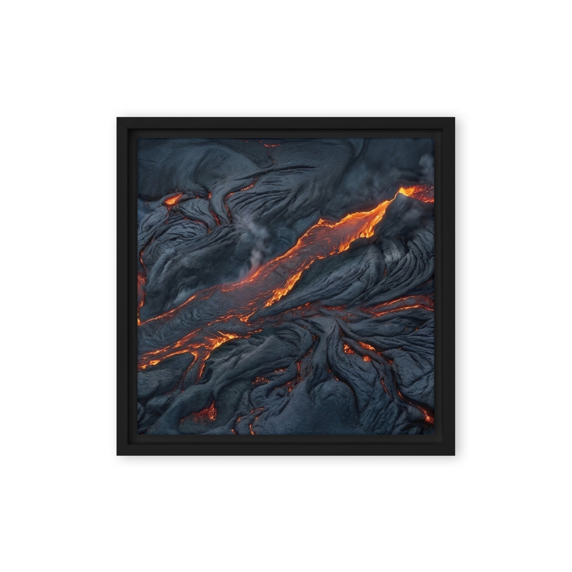 Molten framed canvas print shown in front view in black frame, 20 x 30 inch large size