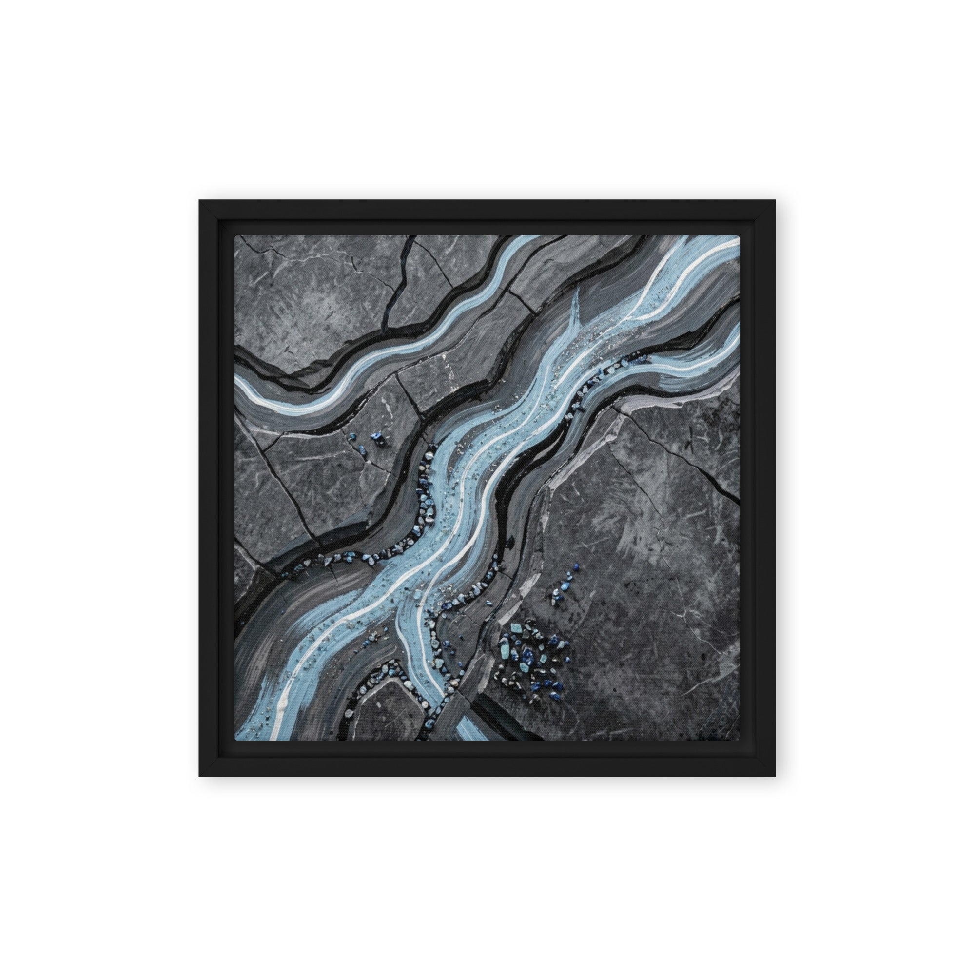 Viscosity wall art product image as a framed canvas print in black frame, 24 x 32 inch large size
