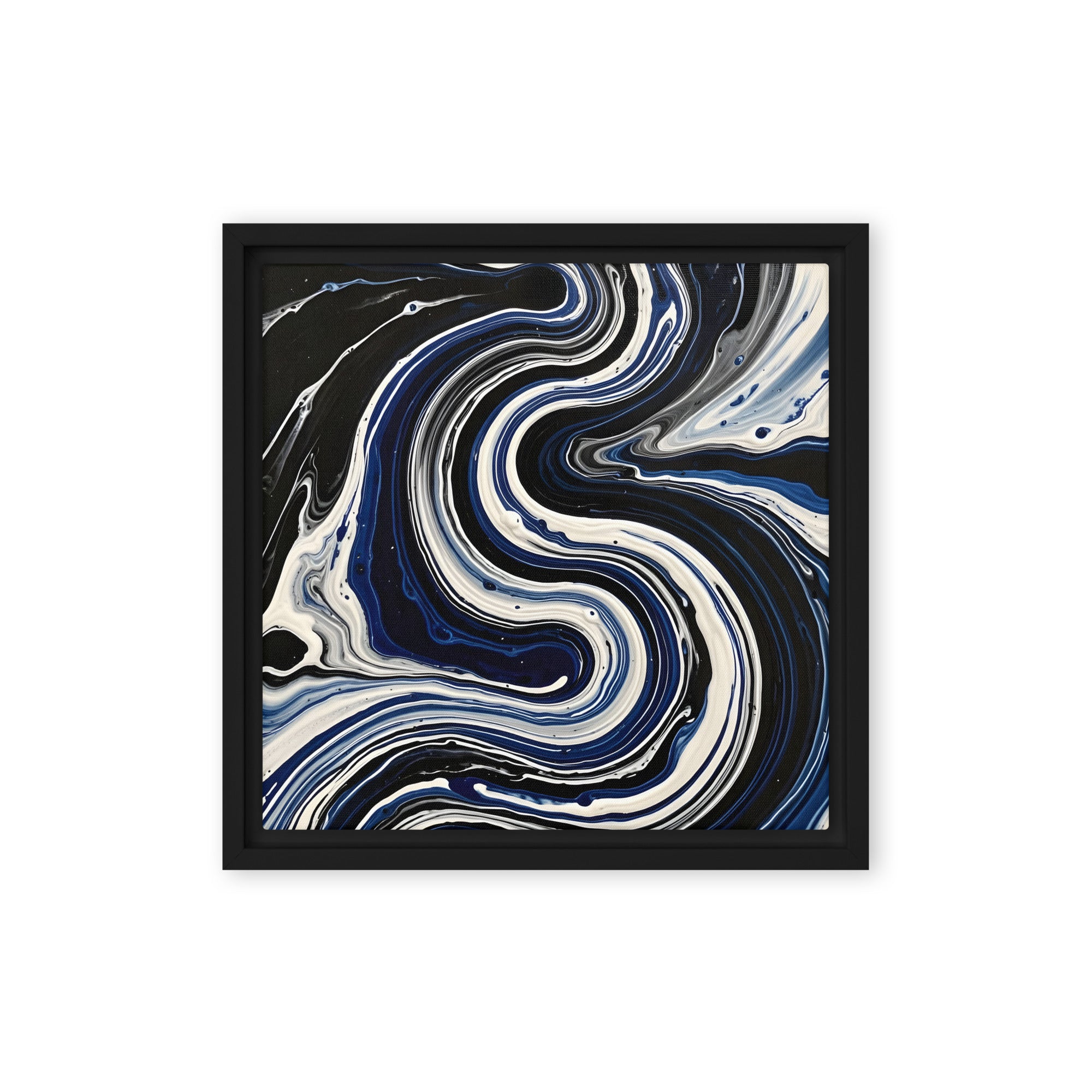 Midnight Surge framed canvas print shown in front view in black frame, 20 x 30 inch large size