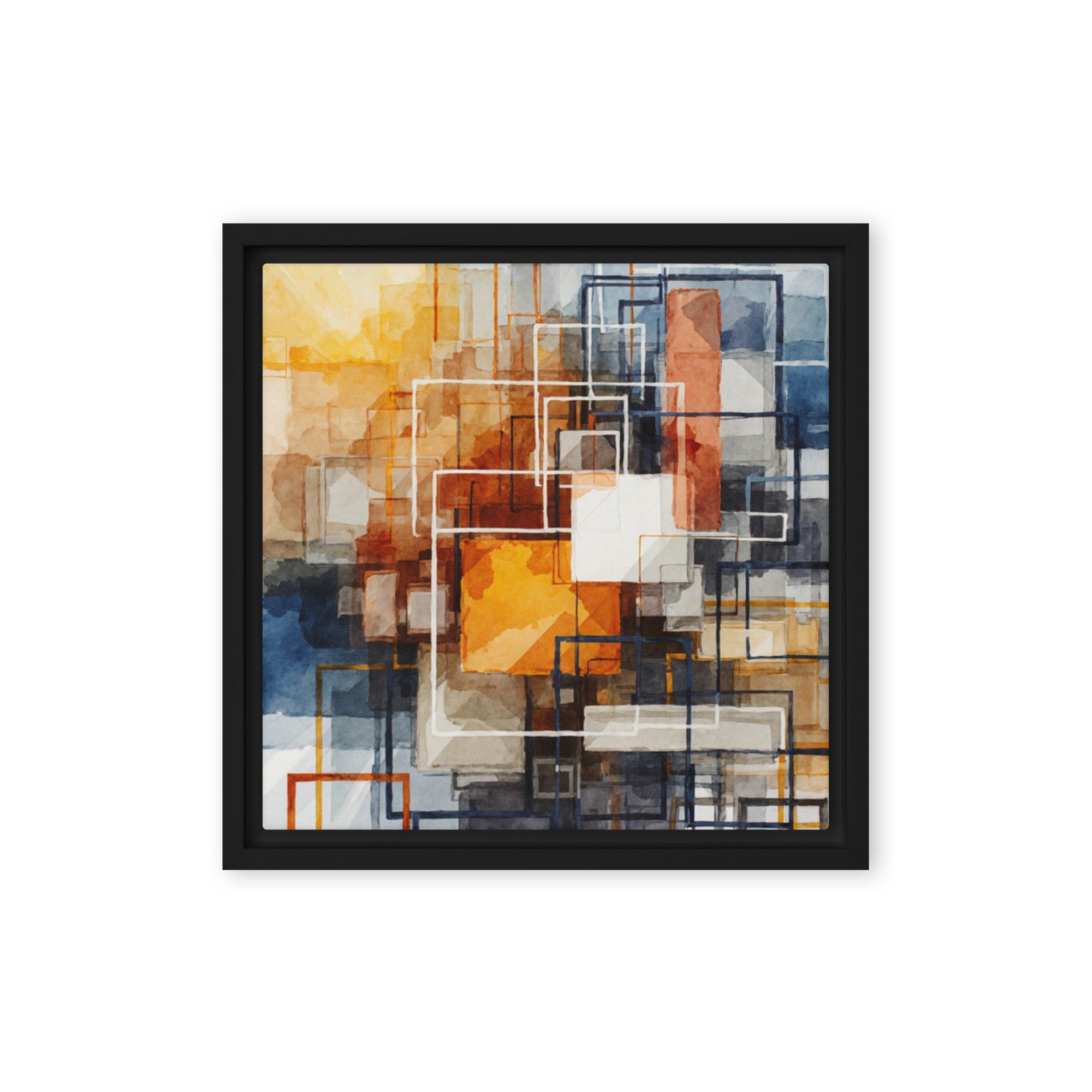 Plinth framed canvas print shown in front view in black frame, 20 x 30 inch large size