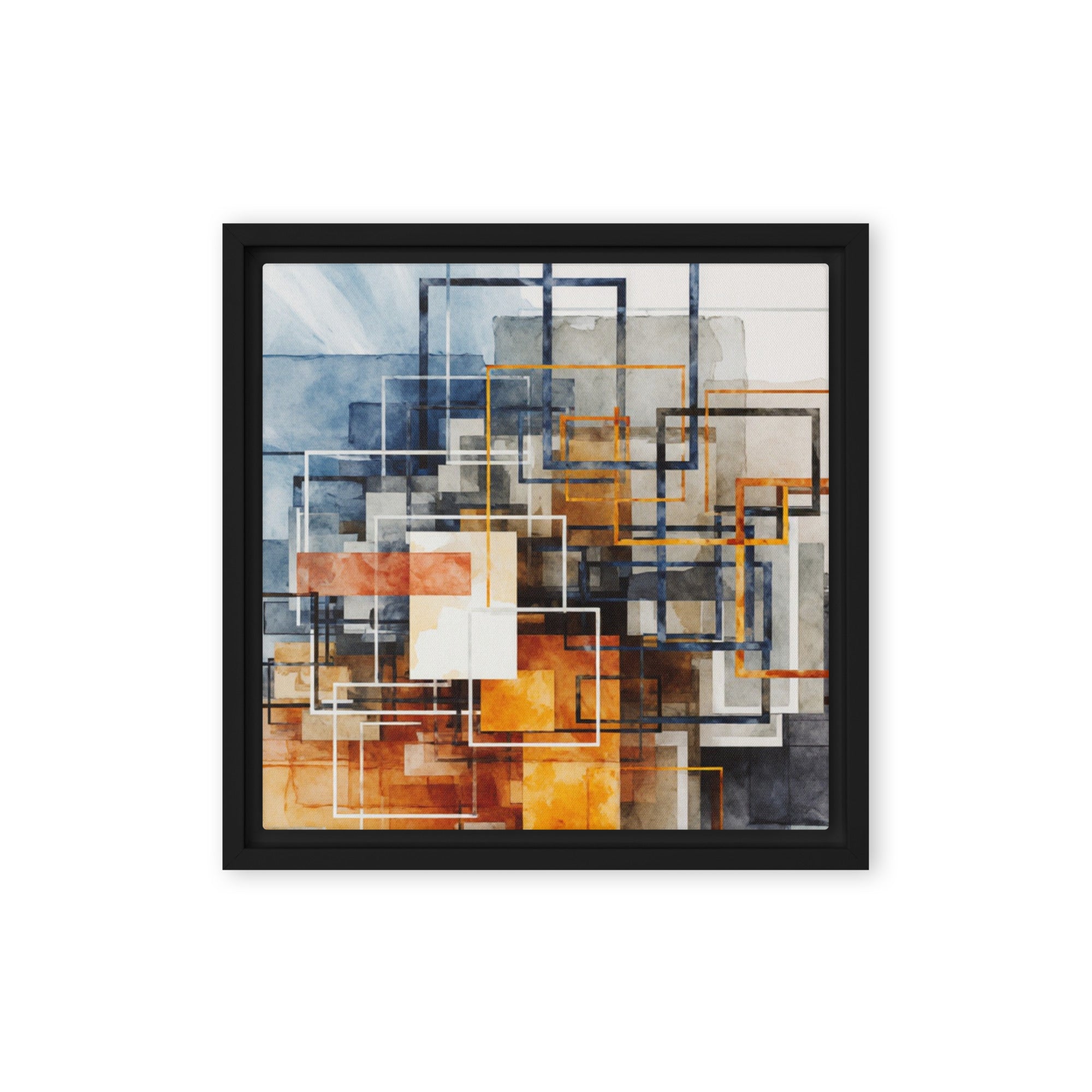 Stratum framed canvas print shown in front view in black frame, 20 x 30 inch large size