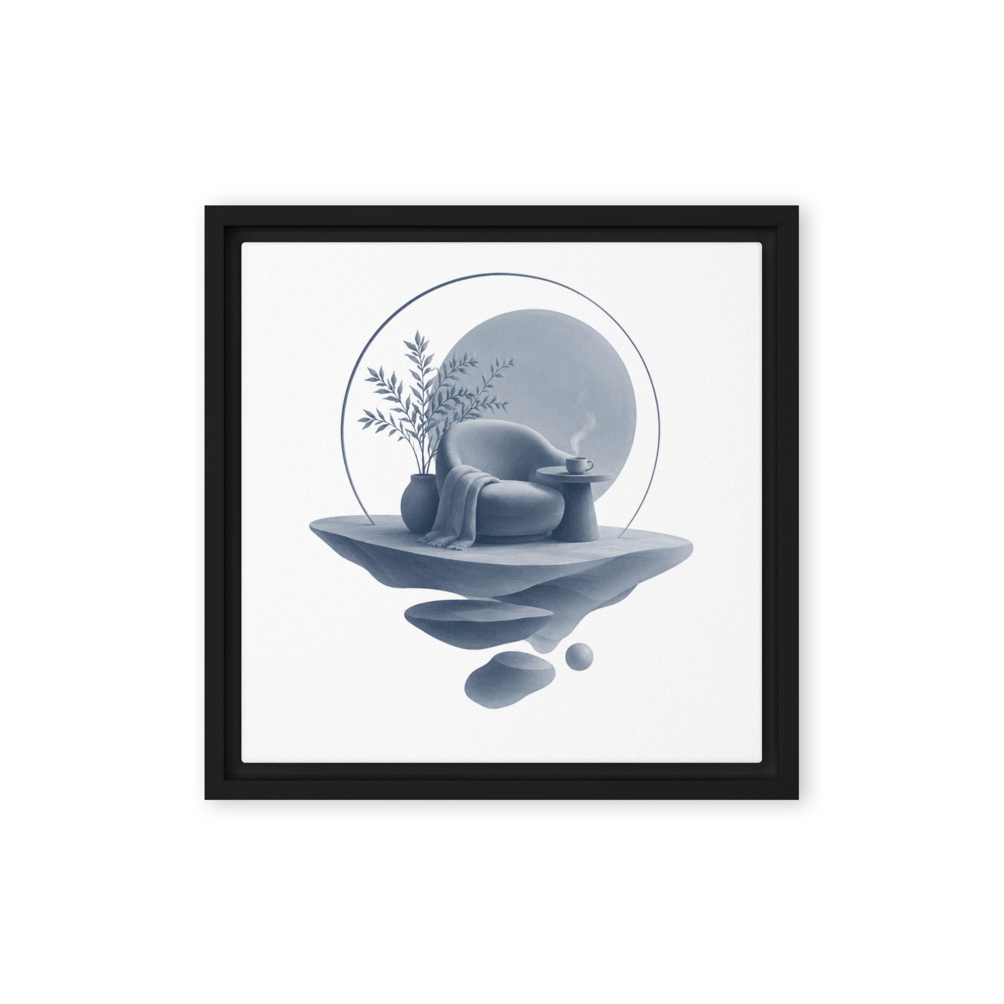 Slate XIV framed canvas print shown in front view in black frame