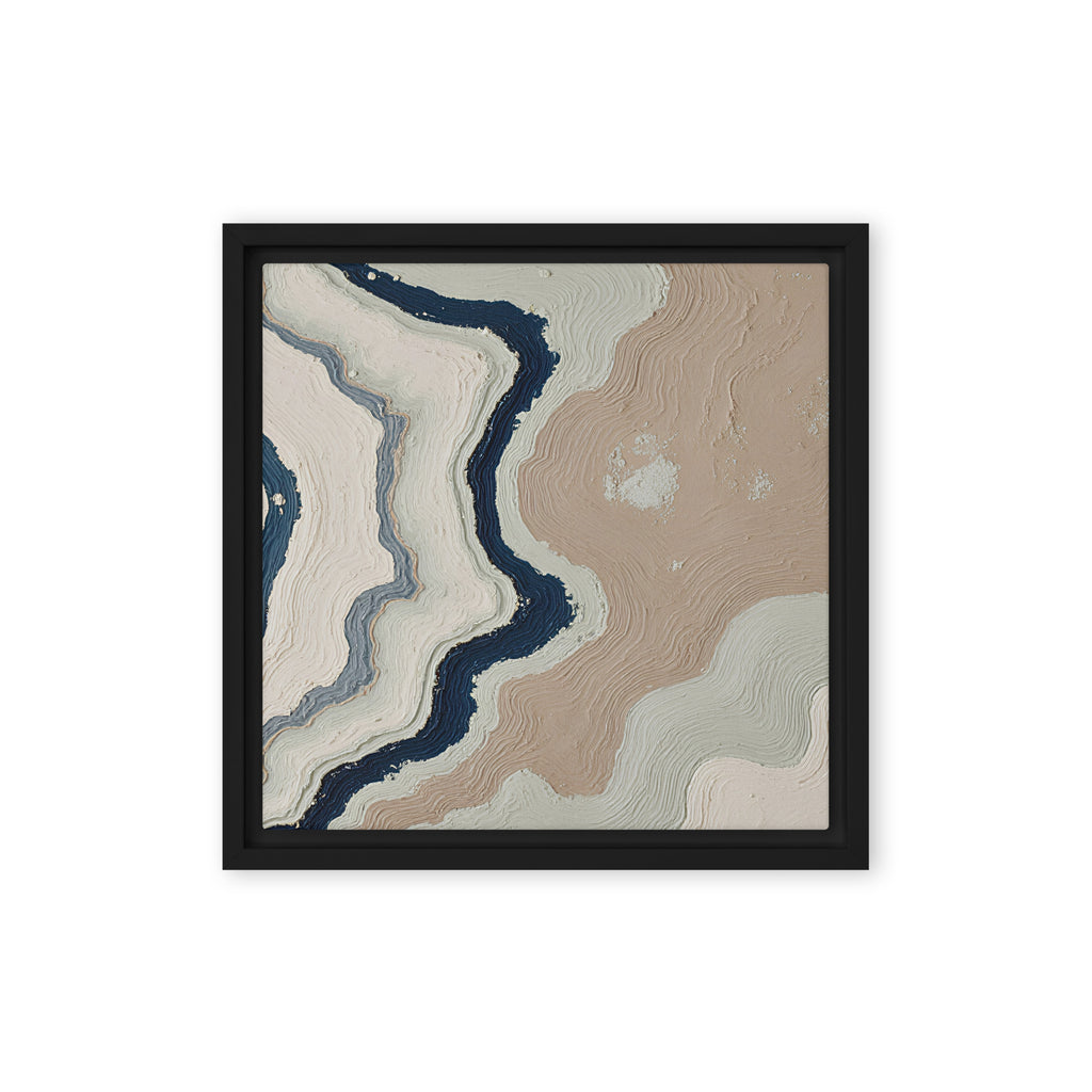 Karst framed canvas artwork with limestone-like textures and deep charcoal shadows, shown on white.